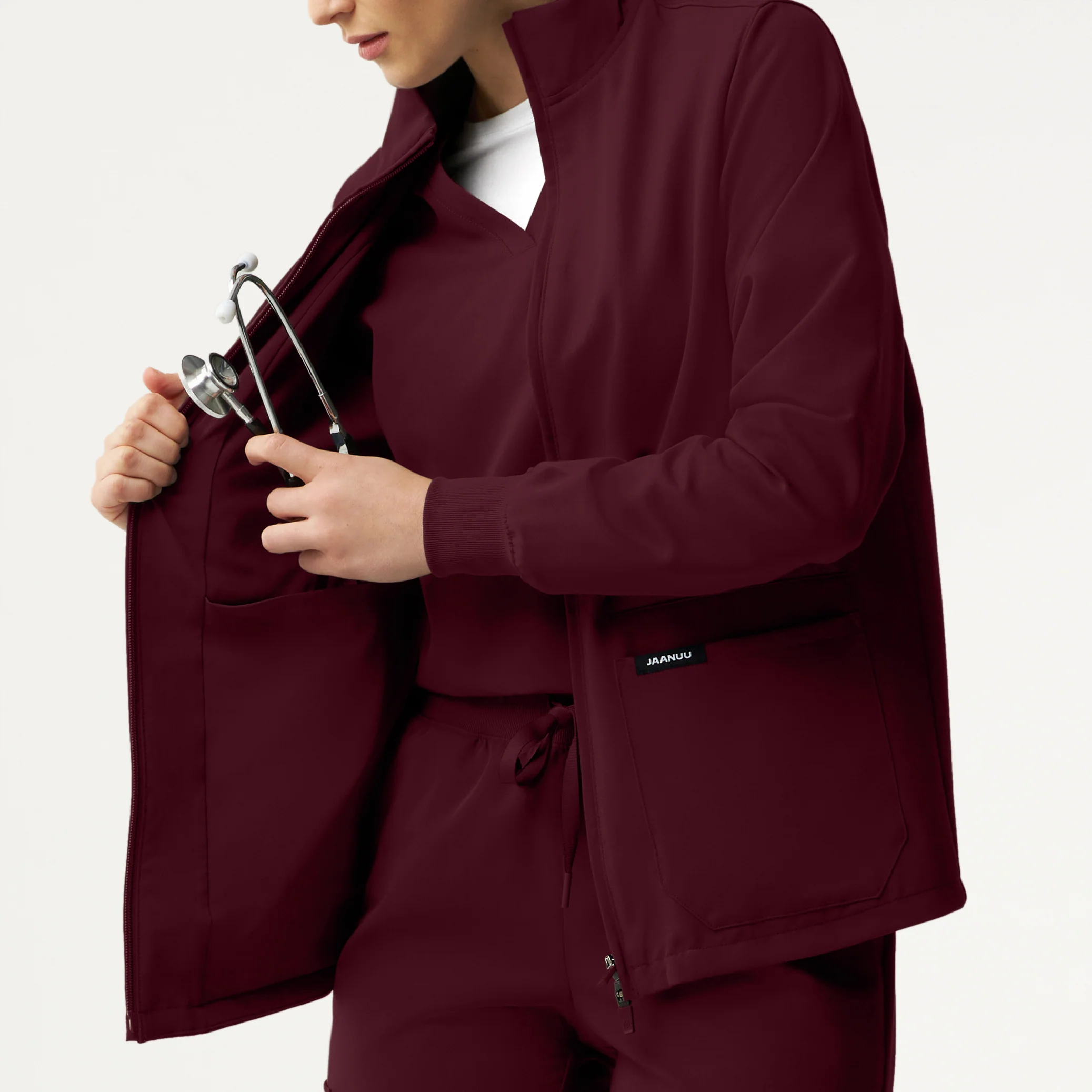 Ceri Essential 6-Pocket Scrub Jacket - Burgundy - Image 7