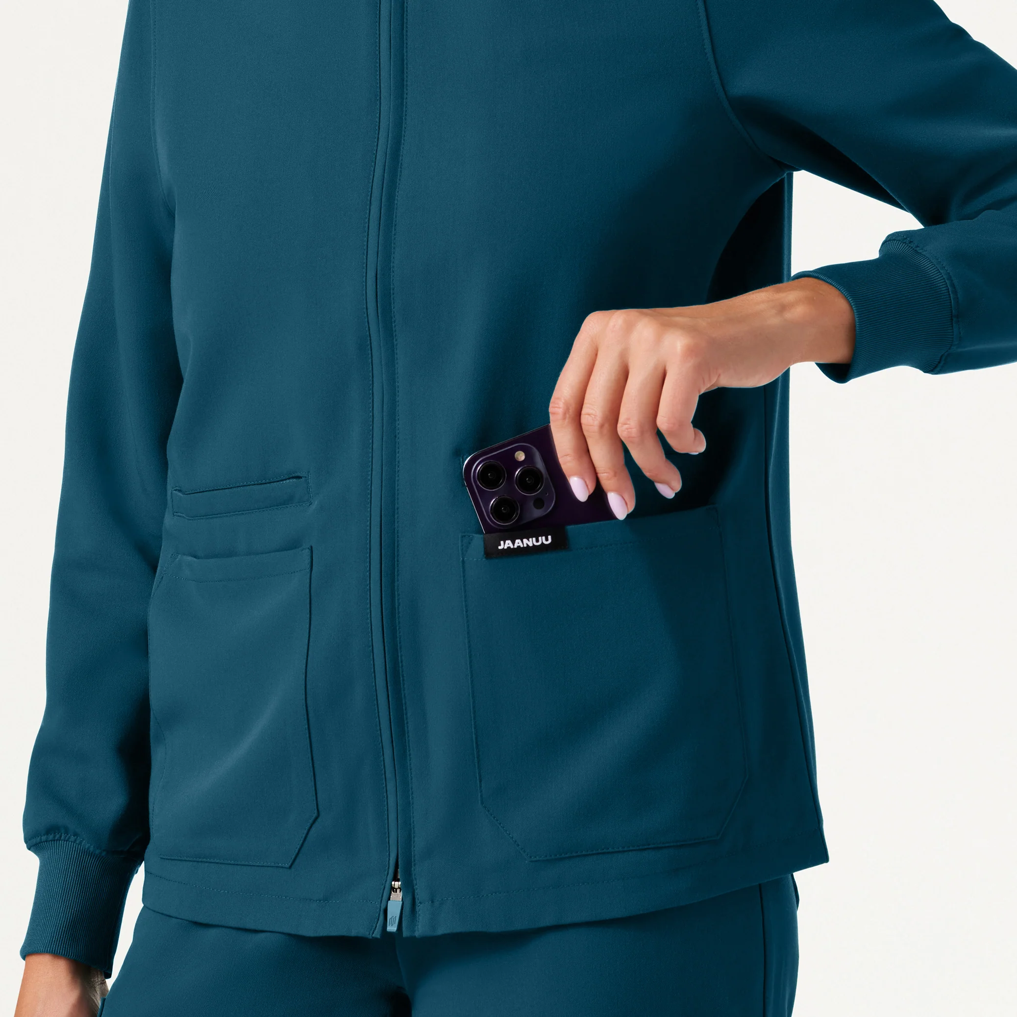 Ceri Essential 6-Pocket Scrub Jacket - Caribbean Blue - Image 5