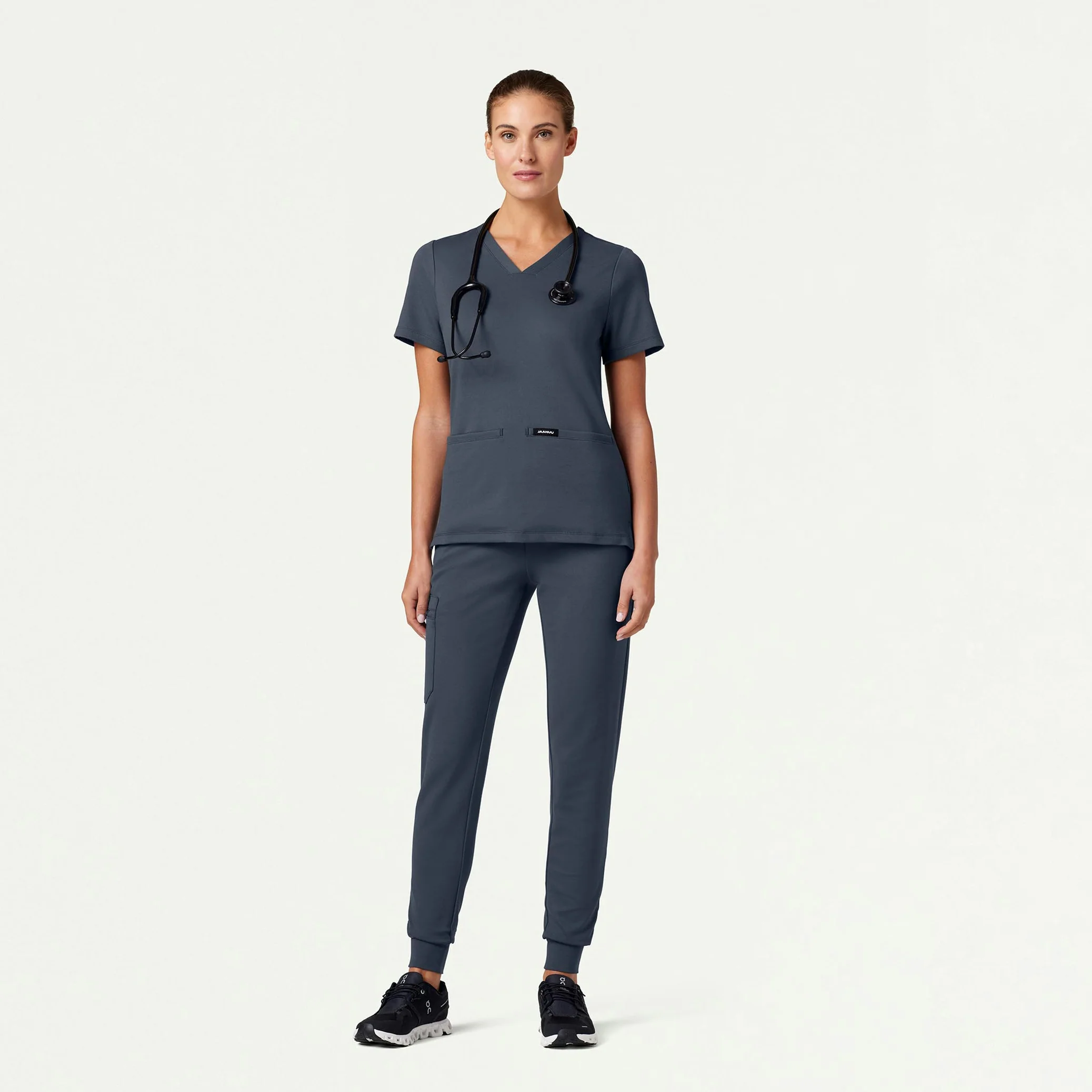 Cesi Slim UltraSOFT™ Scrub Top - Carbon Gray - Image 3