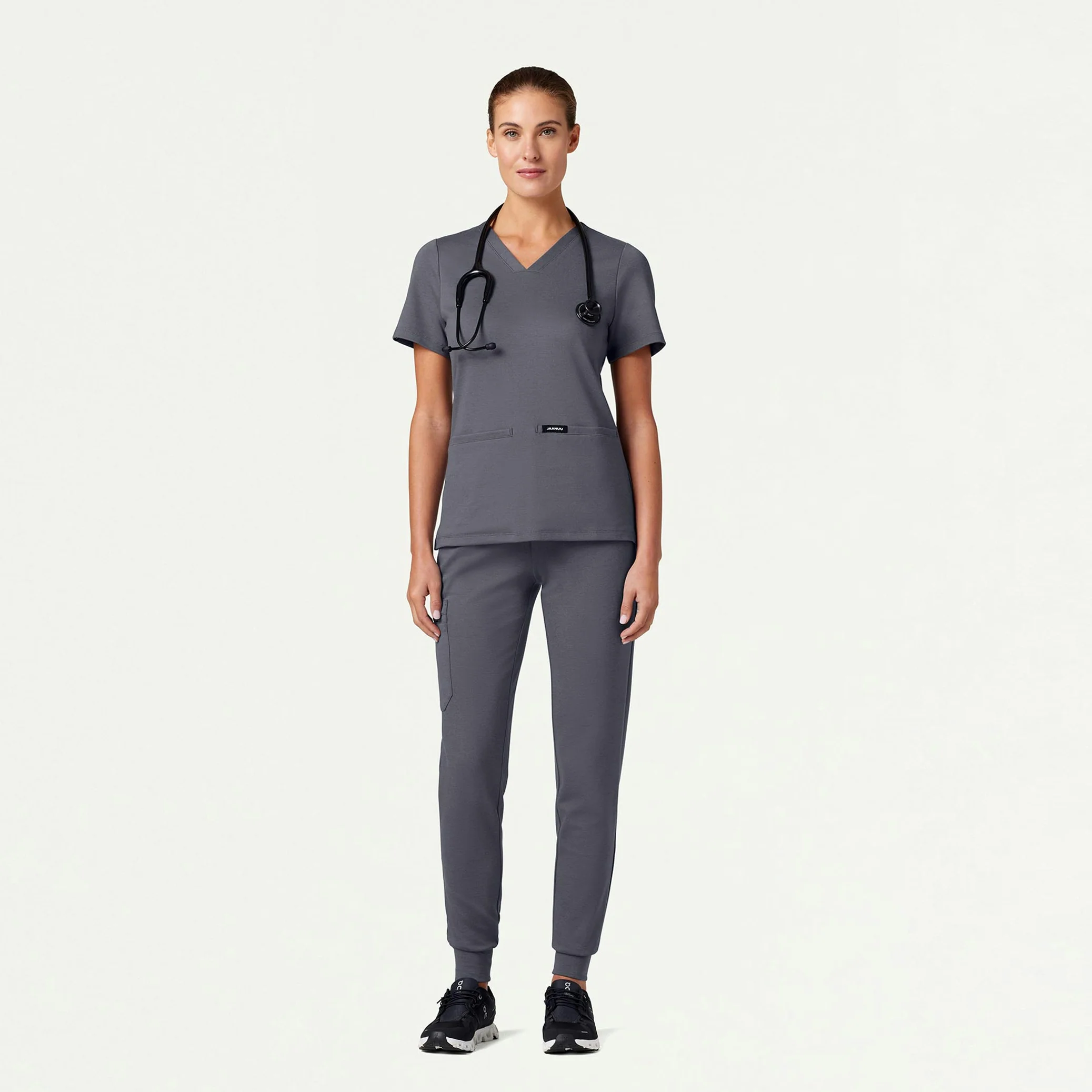 Cesi Slim UltraSOFT™ Scrub Top - Heather Gray - Image 3