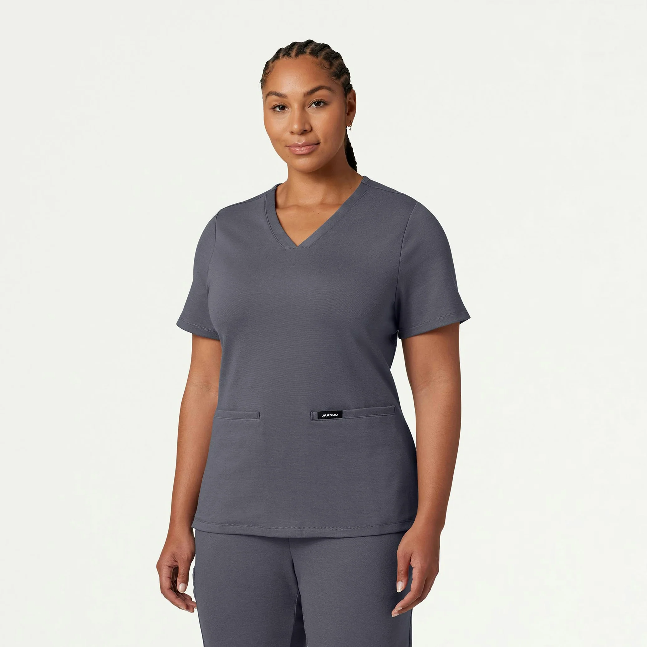 Cesi Slim UltraSOFT™ Scrub Top - Heather Gray - Image 7
