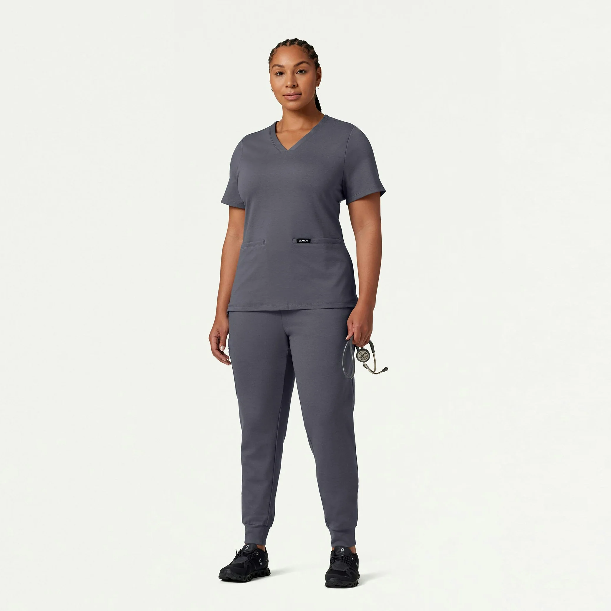 Cesi Slim UltraSOFT™ Scrub Top - Heather Gray - Image 8