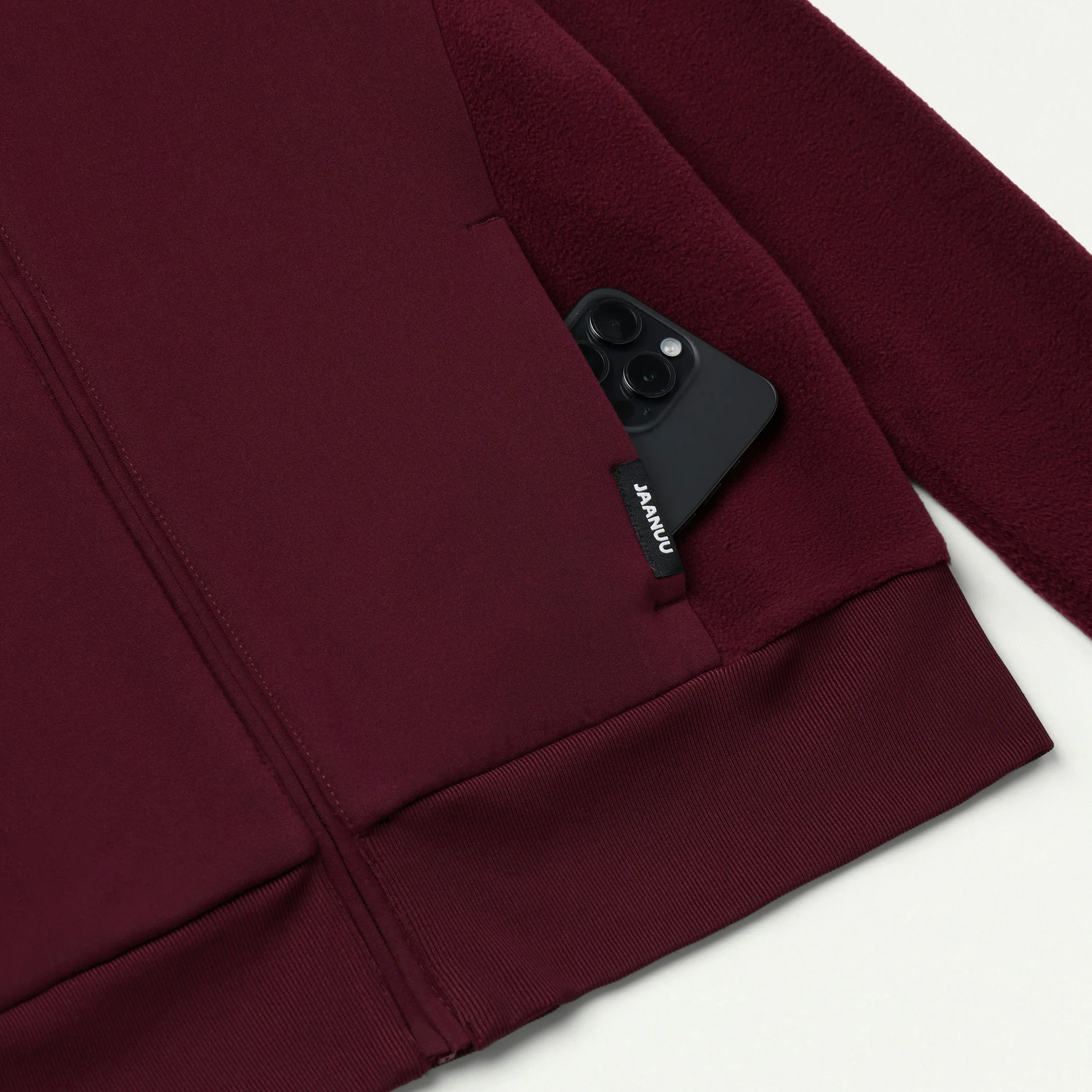 Cloud Hybrid Fleece Bomber Jacket - Burgundy - Image 6