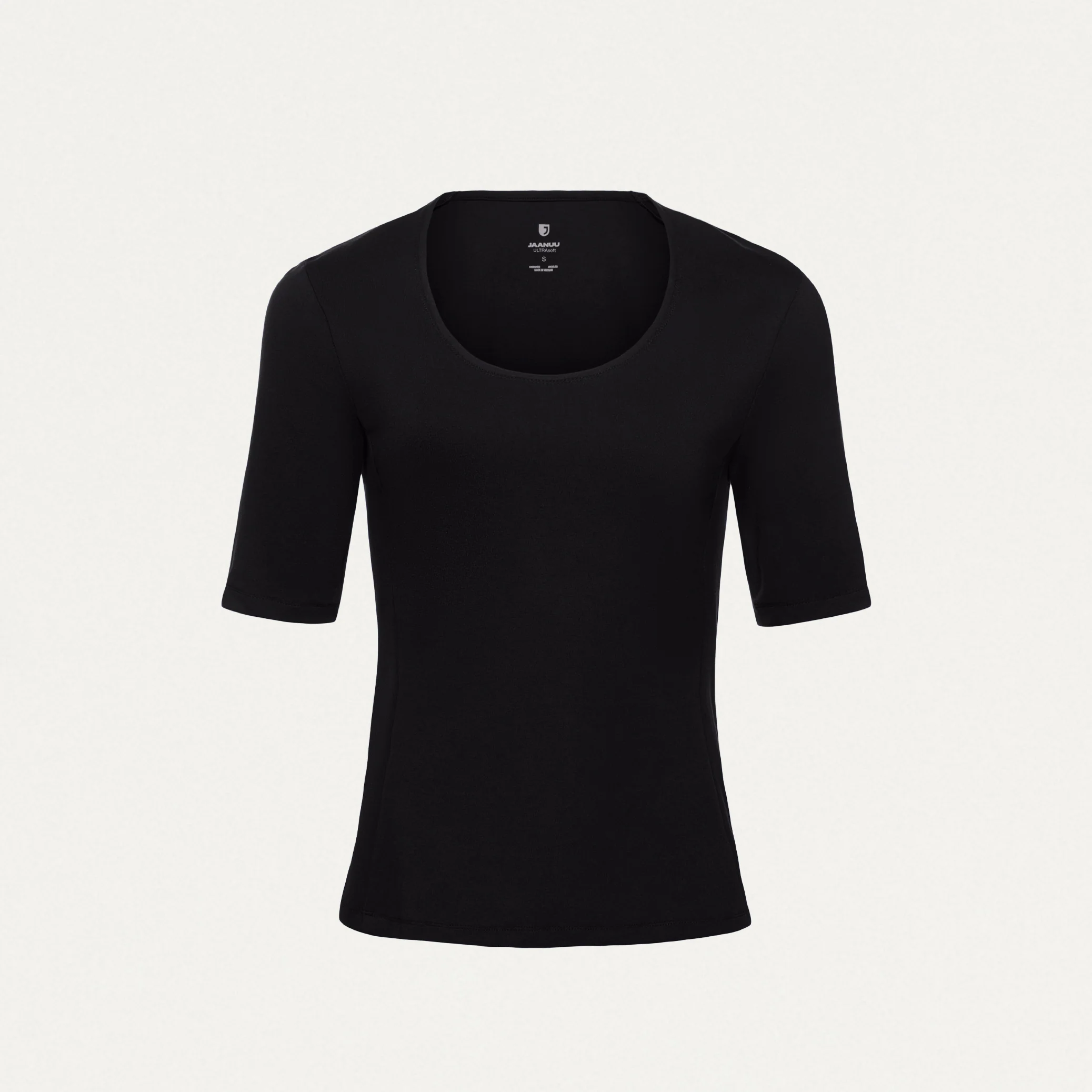 Cora U-Neck UltraSOFT™ Scrub Top - Black - Image 2