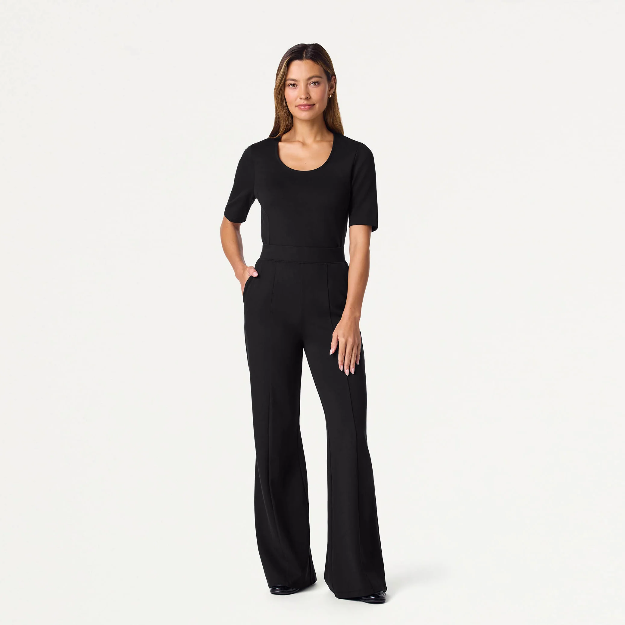 Cora U-Neck UltraSOFT™ Scrub Top - Black - Image 3