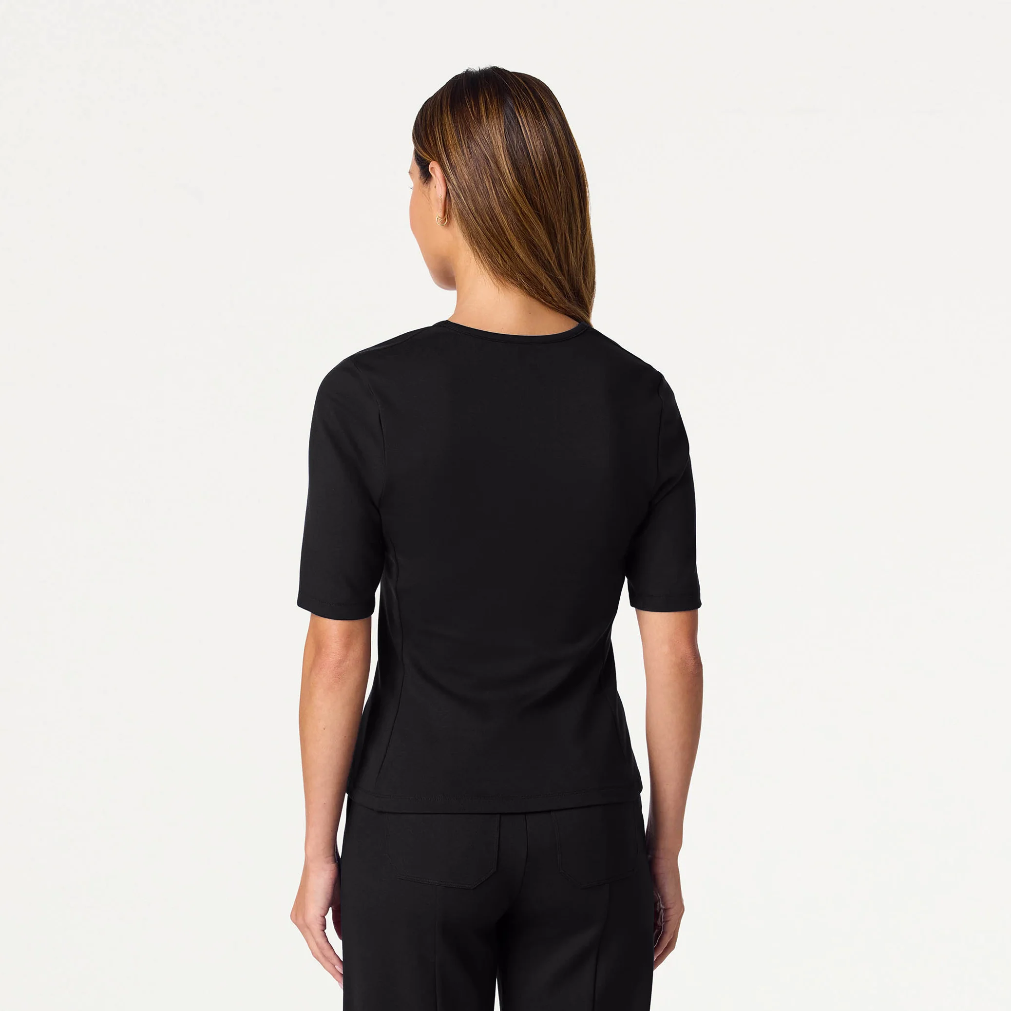 Cora U-Neck UltraSOFT™ Scrub Top - Black - Image 4