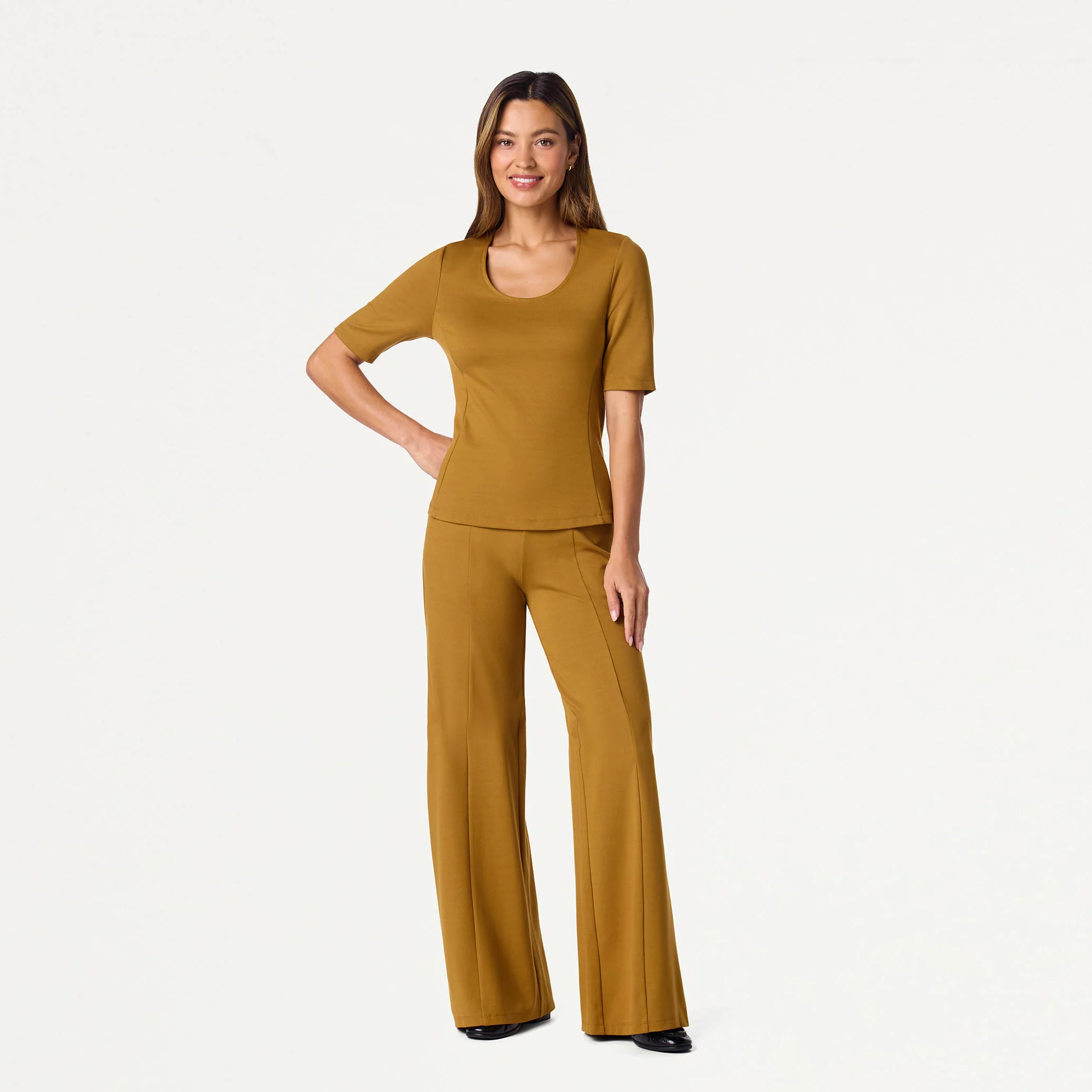 Cora U-Neck UltraSOFT™ Scrub Top - Cider - Image 4