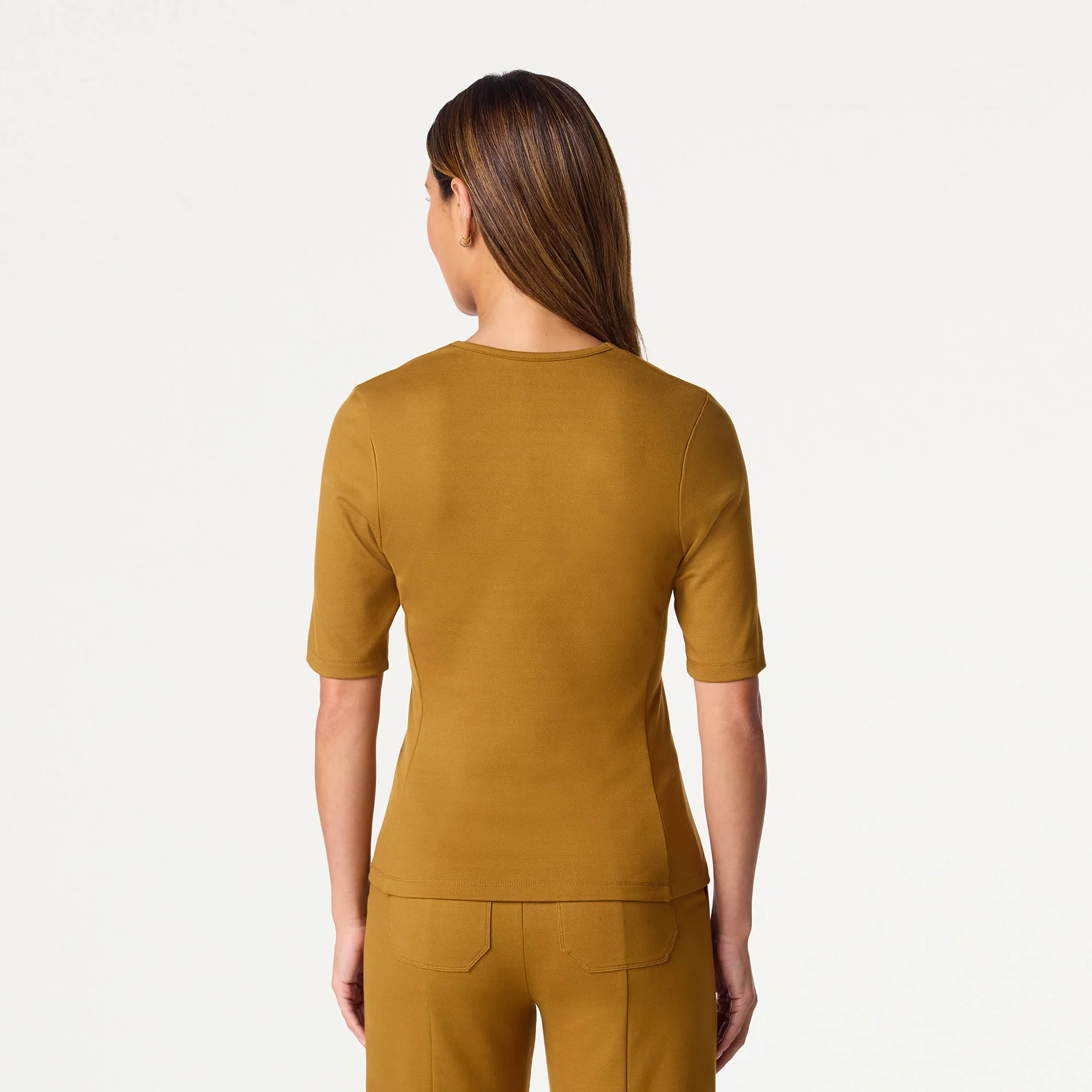 Cora U-Neck UltraSOFT™ Scrub Top - Cider - Image 5