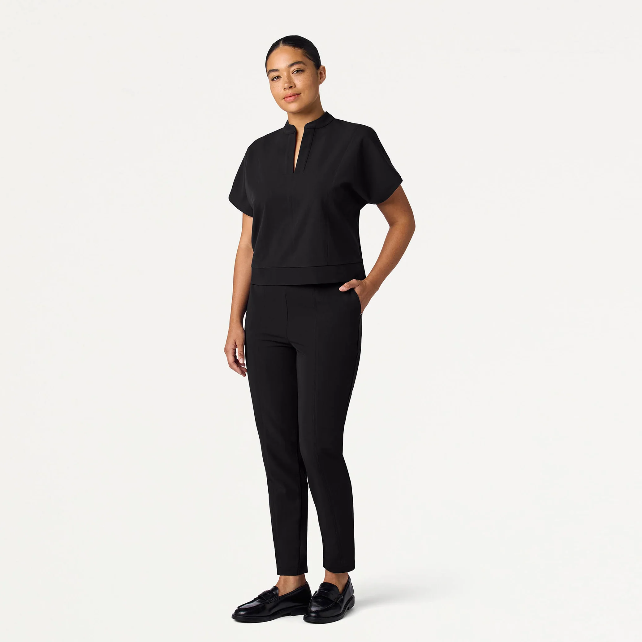 Halle High Waisted Tapered Scrub Pant - Black - Image 4