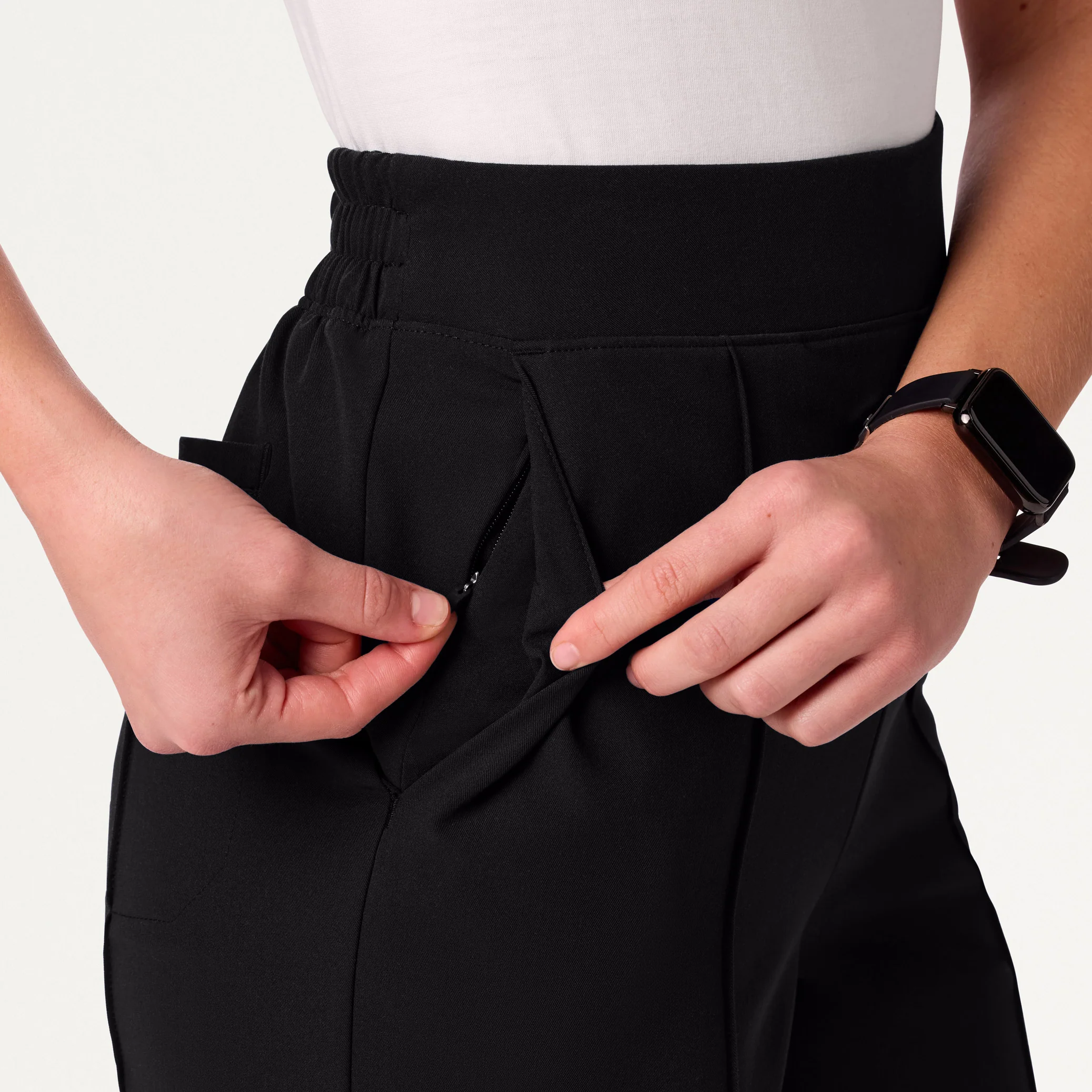 Halle High Waisted Tapered Scrub Pant - Black - Image 7