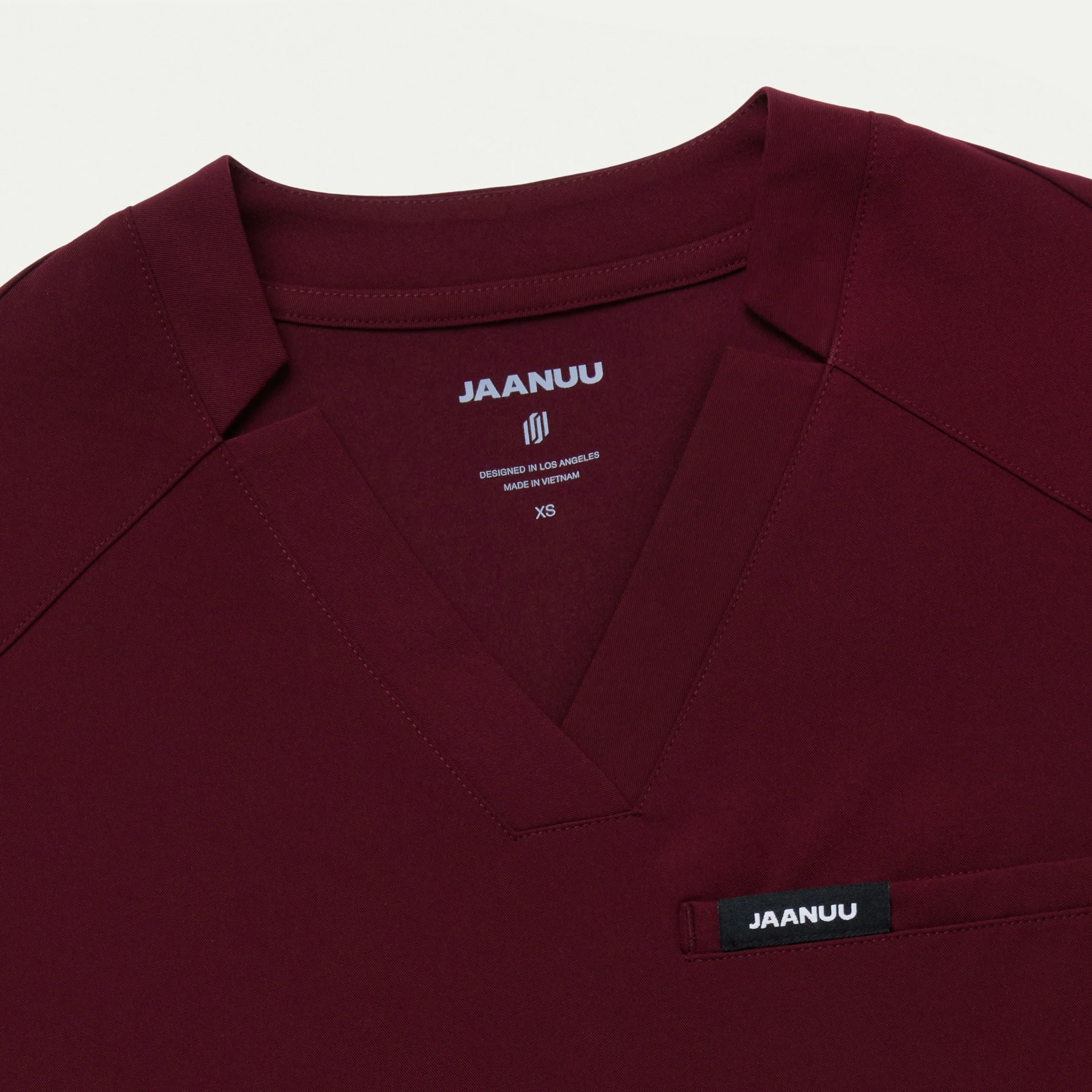 Helia Notched V-Neck Scrub Top - Burgundy - Image 7