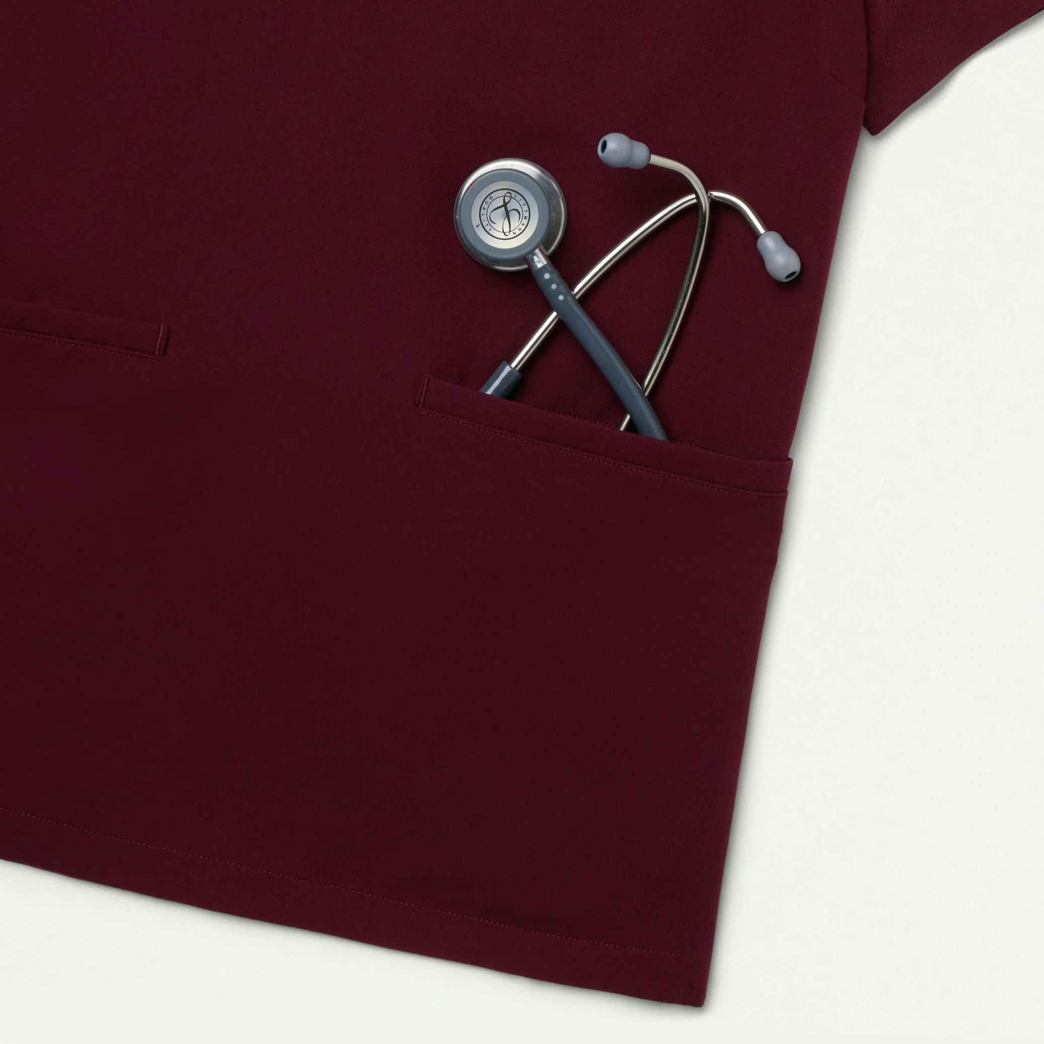Helia Notched V-Neck Scrub Top - Burgundy - Image 8