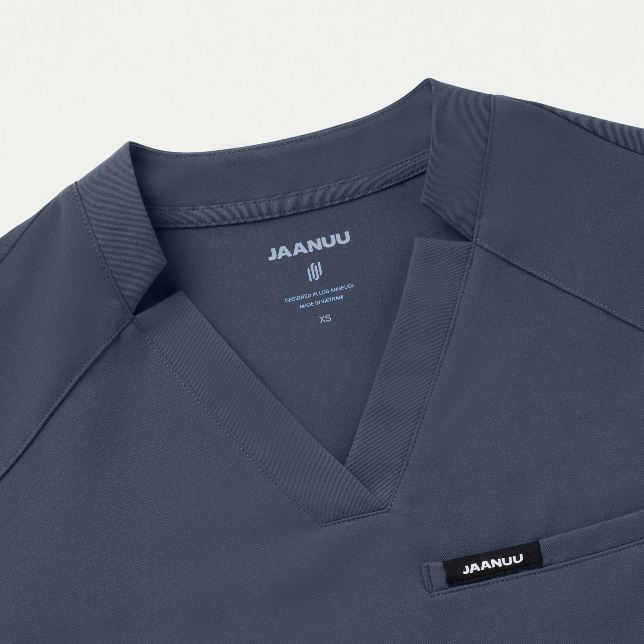 Helia Notched V-Neck Scrub Top - Carbon Gray - Image 7