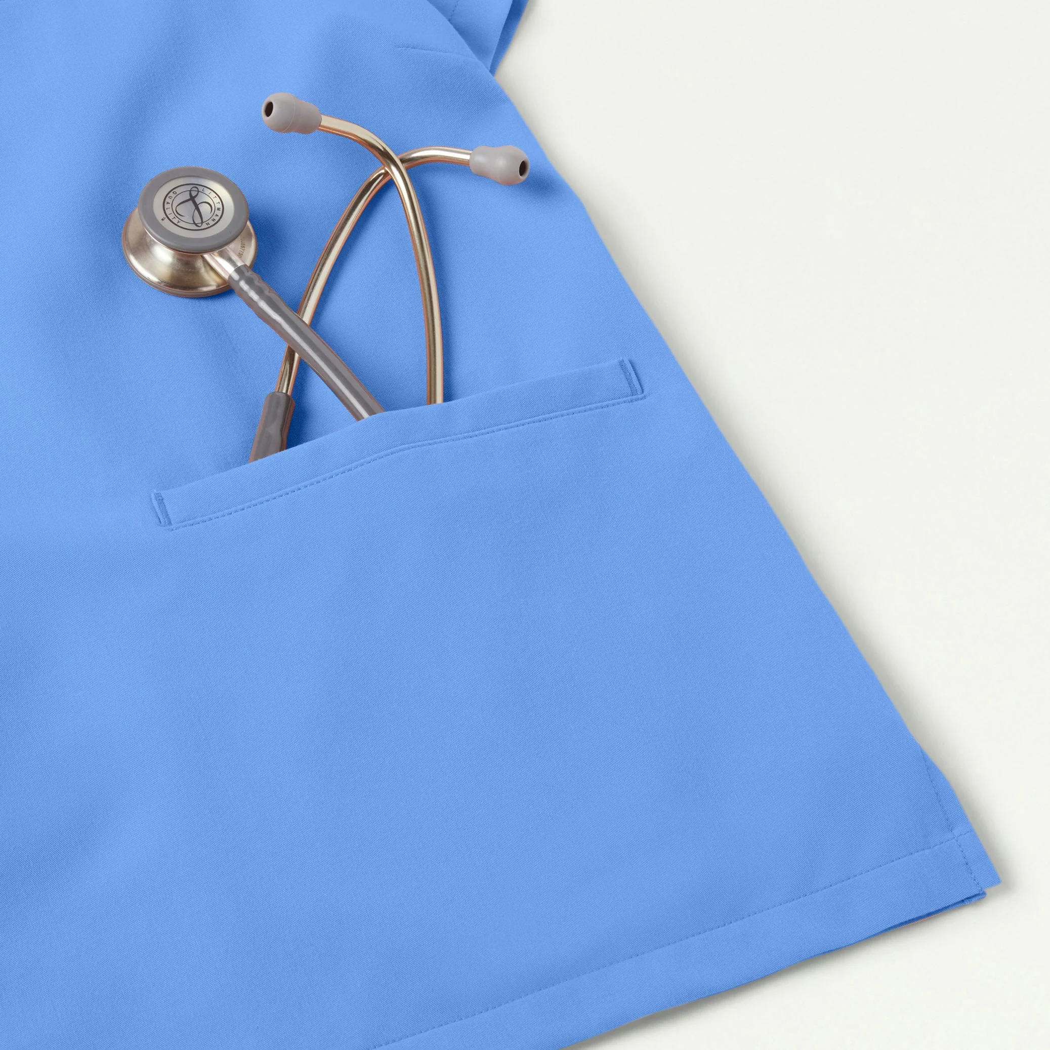 Helia Notched V-Neck Scrub Top - Ceil Blue - Image 8