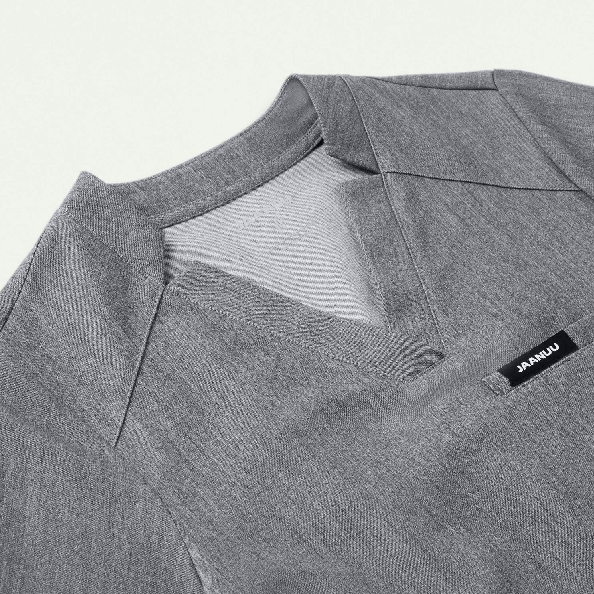 Helia Notched V-Neck Scrub Top - Heather Gray - Image 7