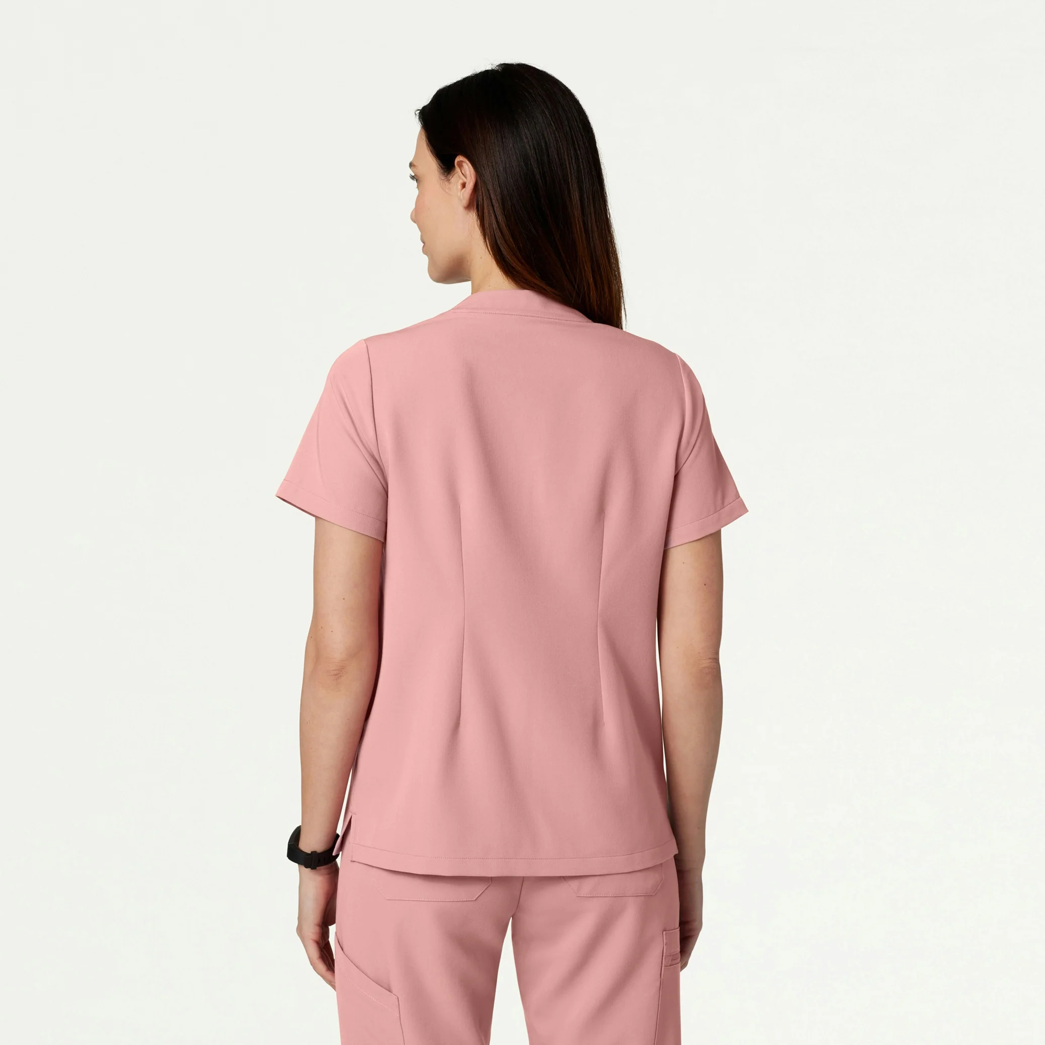 Helia Notched V-Neck Scrub Top - Mauve - Image 4