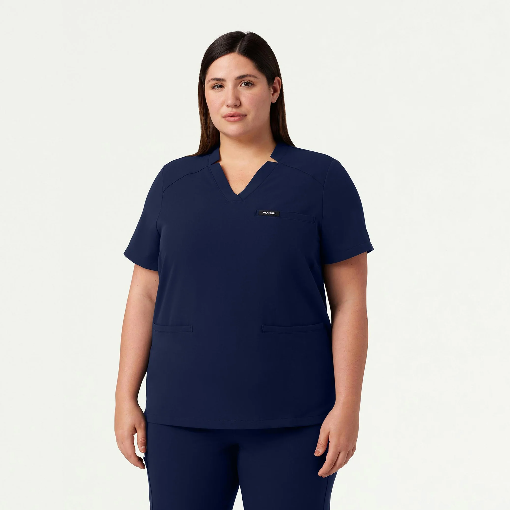 Helia Notched V-Neck Scrub Top - Midnight Navy - Image 5