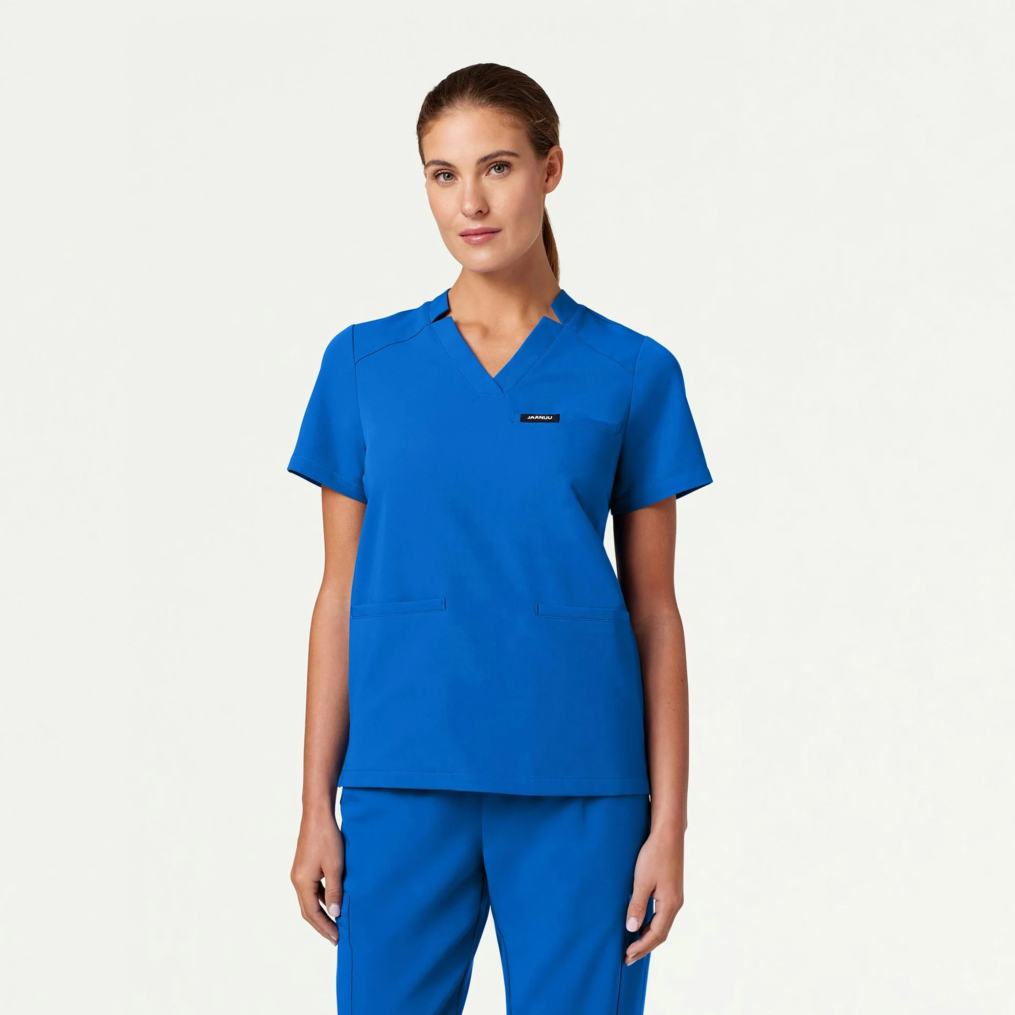 Helia Notched V-Neck Scrub Top - Royal Blue