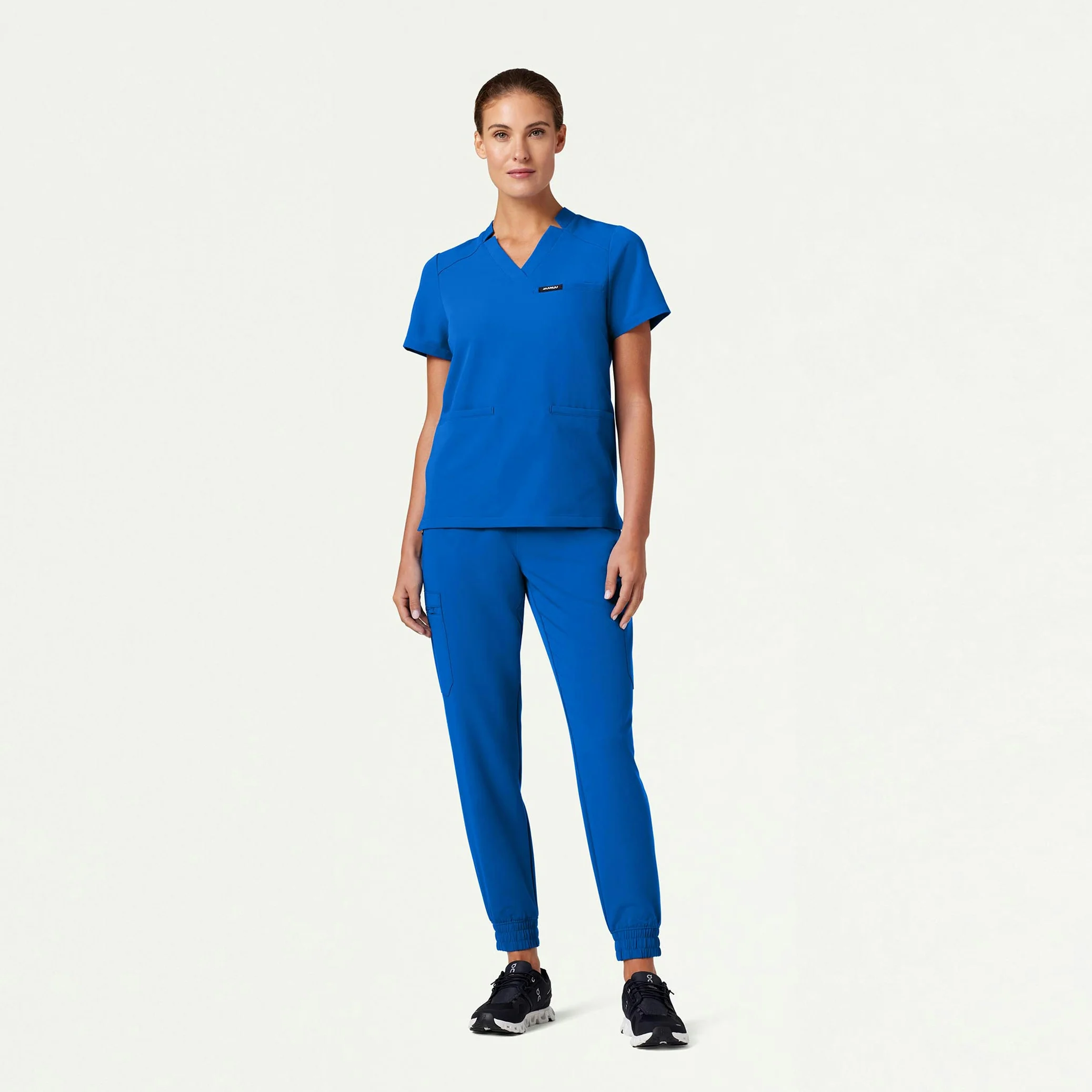 Helia Notched V-Neck Scrub Top - Royal Blue - Image 3