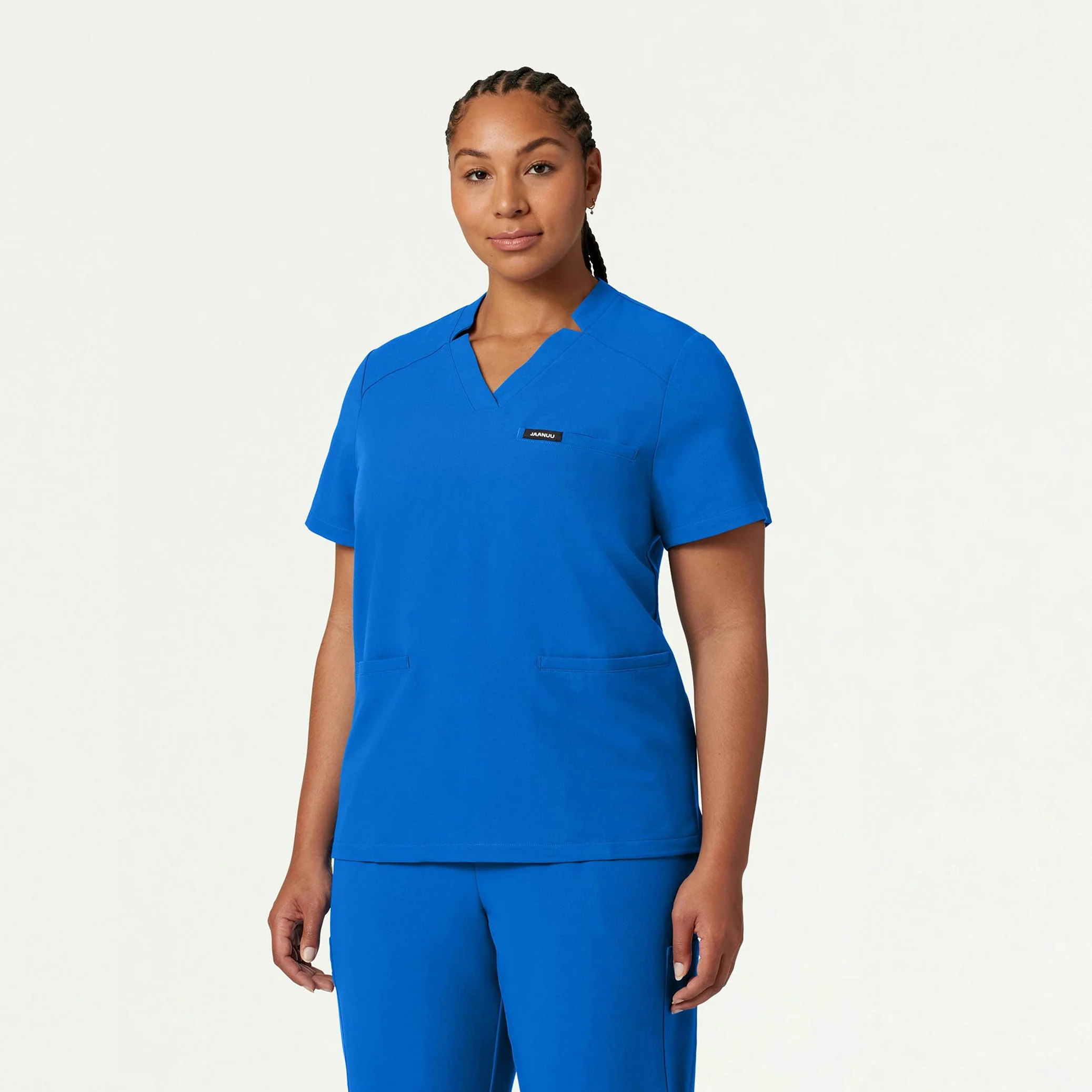Helia Notched V-Neck Scrub Top - Royal Blue - Image 5