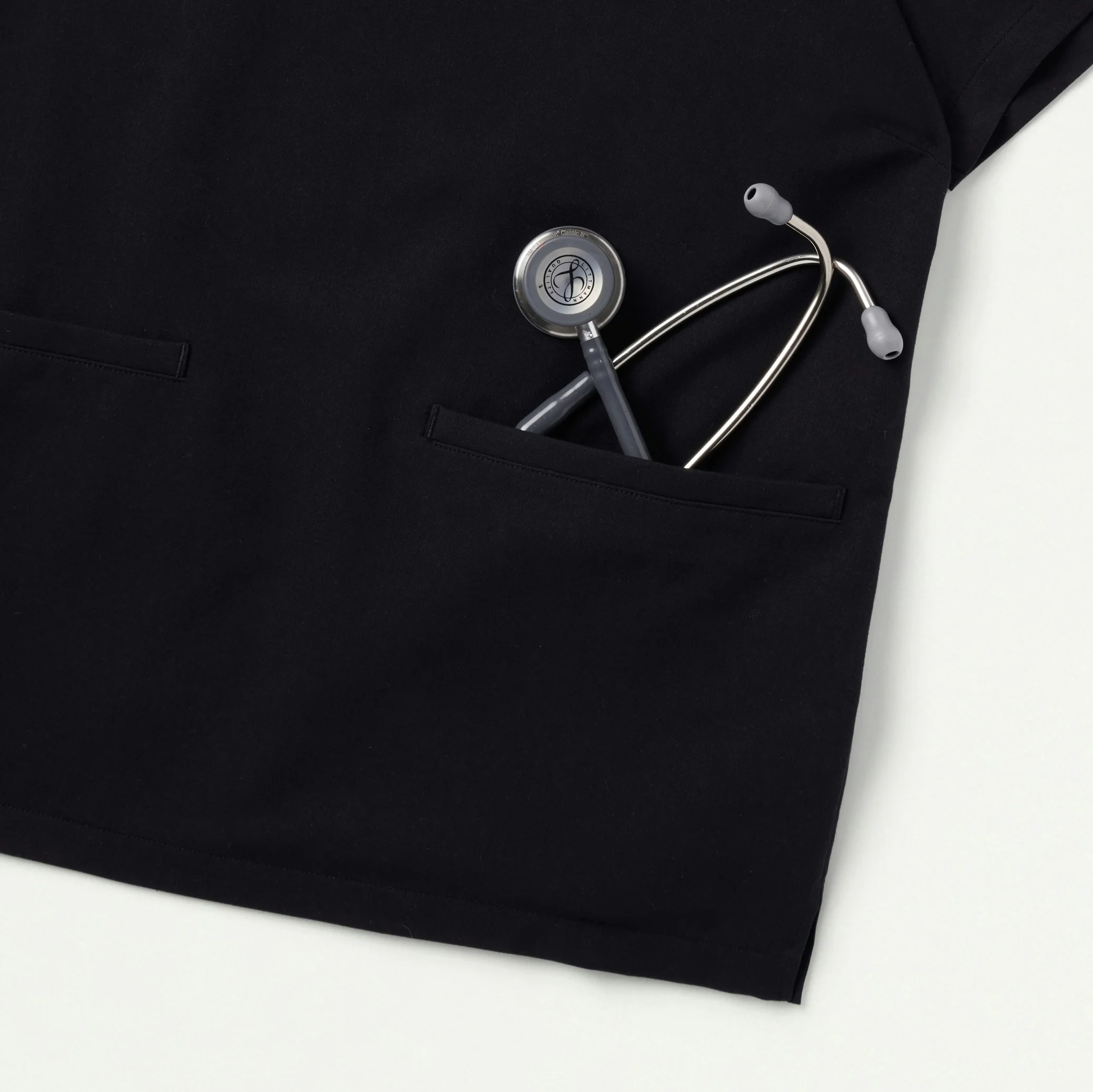 Helia Slim Notched V-Neck Scrub Top - Black - Image 7