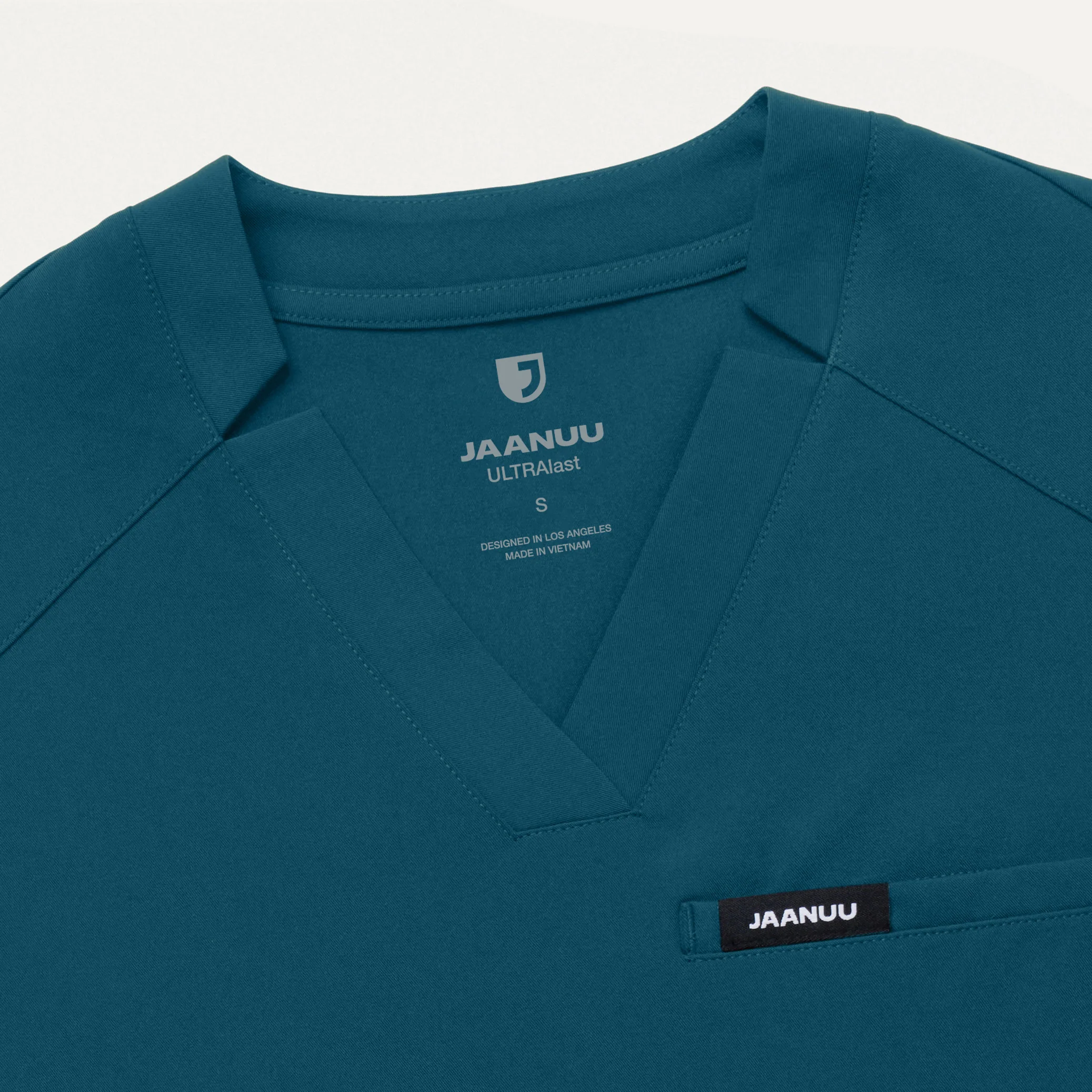 Helia Slim Notched V-Neck Scrub Top - Caribbean Blue - Image 7