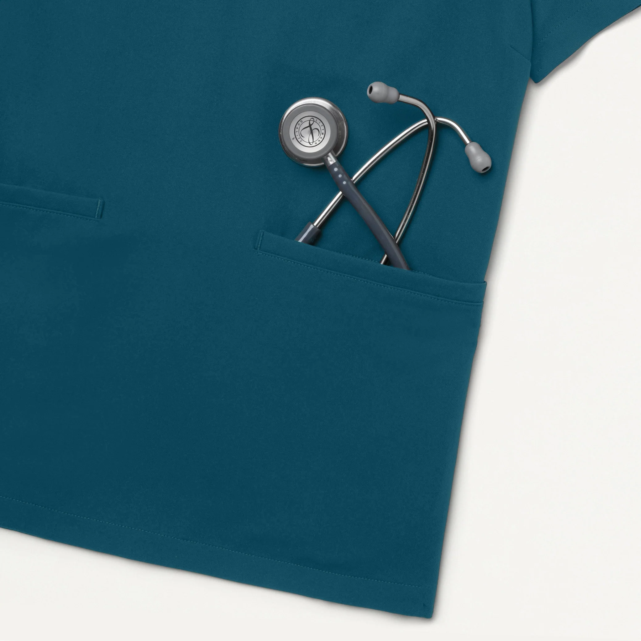 Helia Slim Notched V-Neck Scrub Top - Caribbean Blue - Image 8
