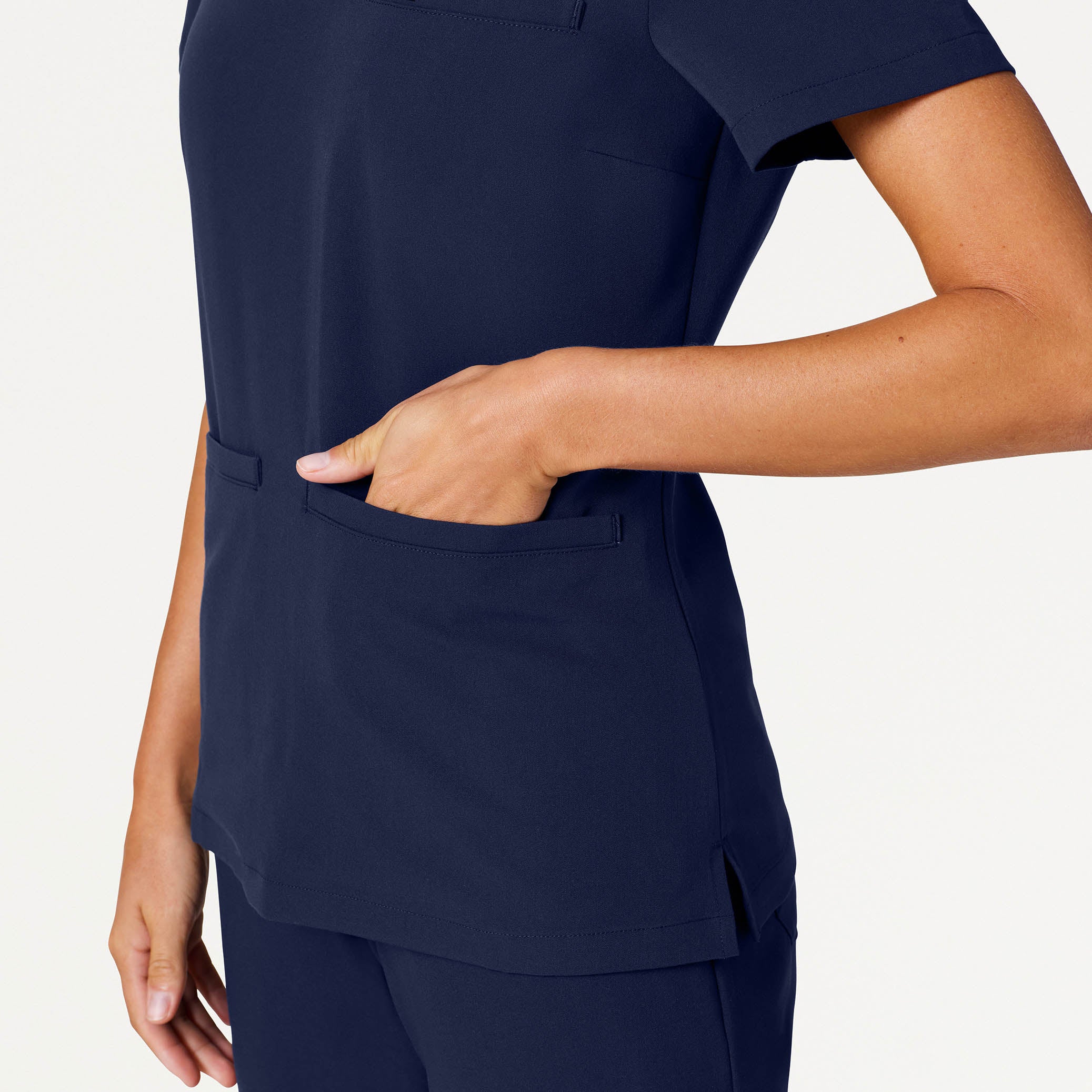 Helia Slim Notched V-Neck Scrub Top - Midnight Navy - Image 5