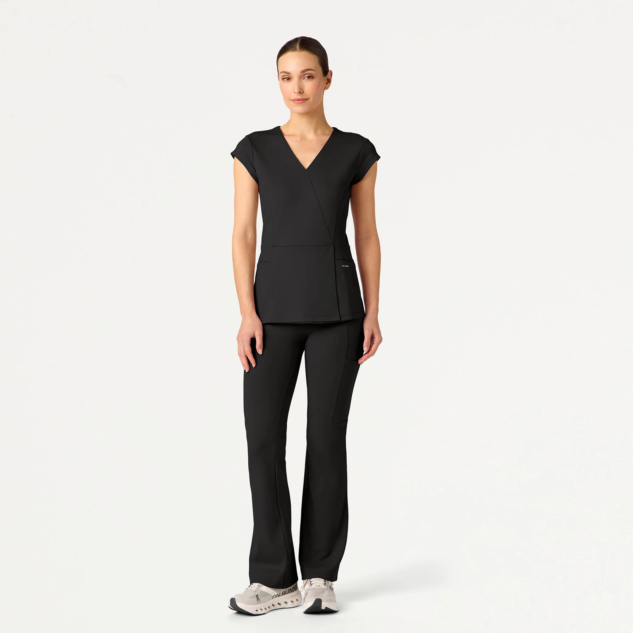 Isla Mock-Wrap UltraSOFT™ Scrub Top - Charcoal - Image 2