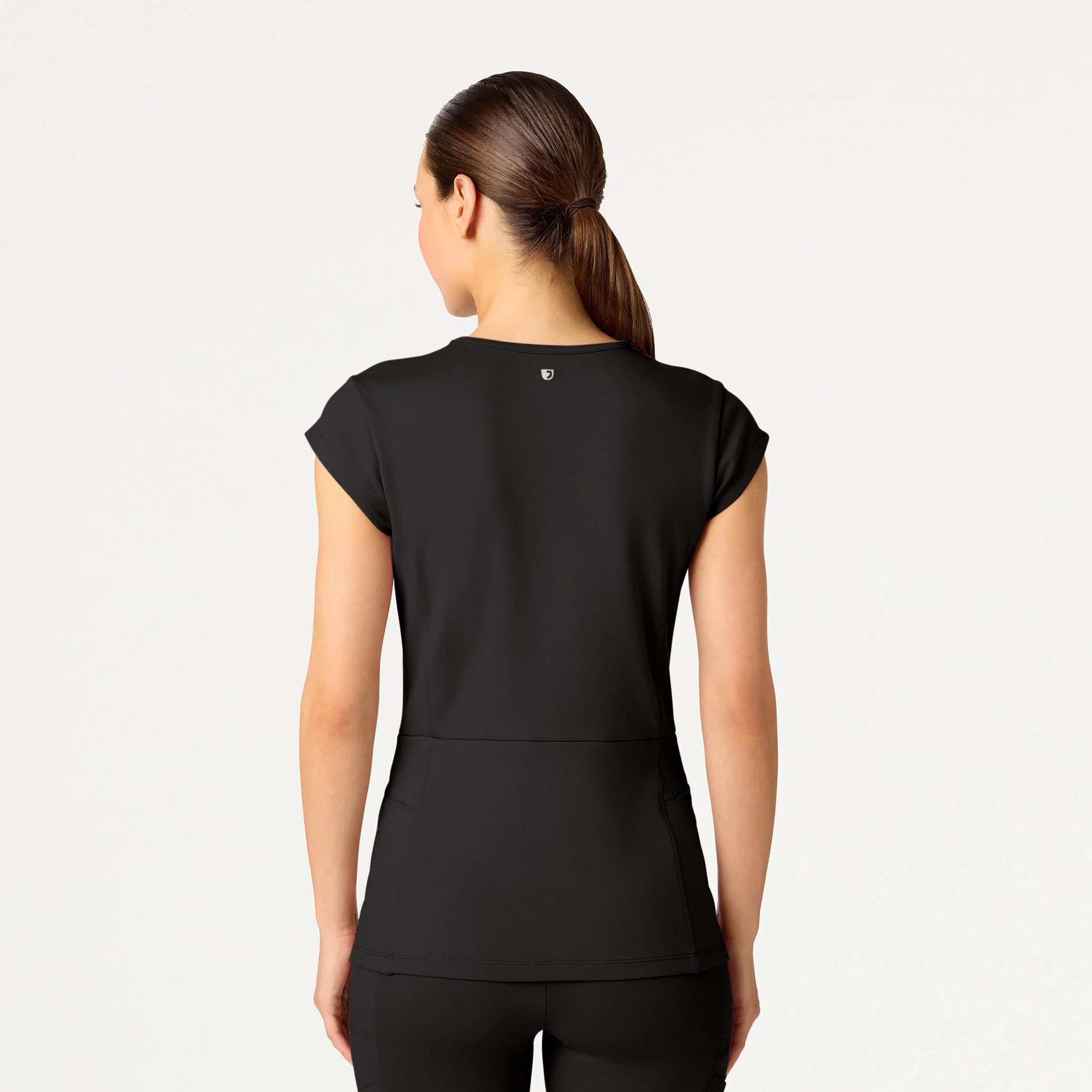 Isla Mock-Wrap UltraSOFT™ Scrub Top - Charcoal - Image 3