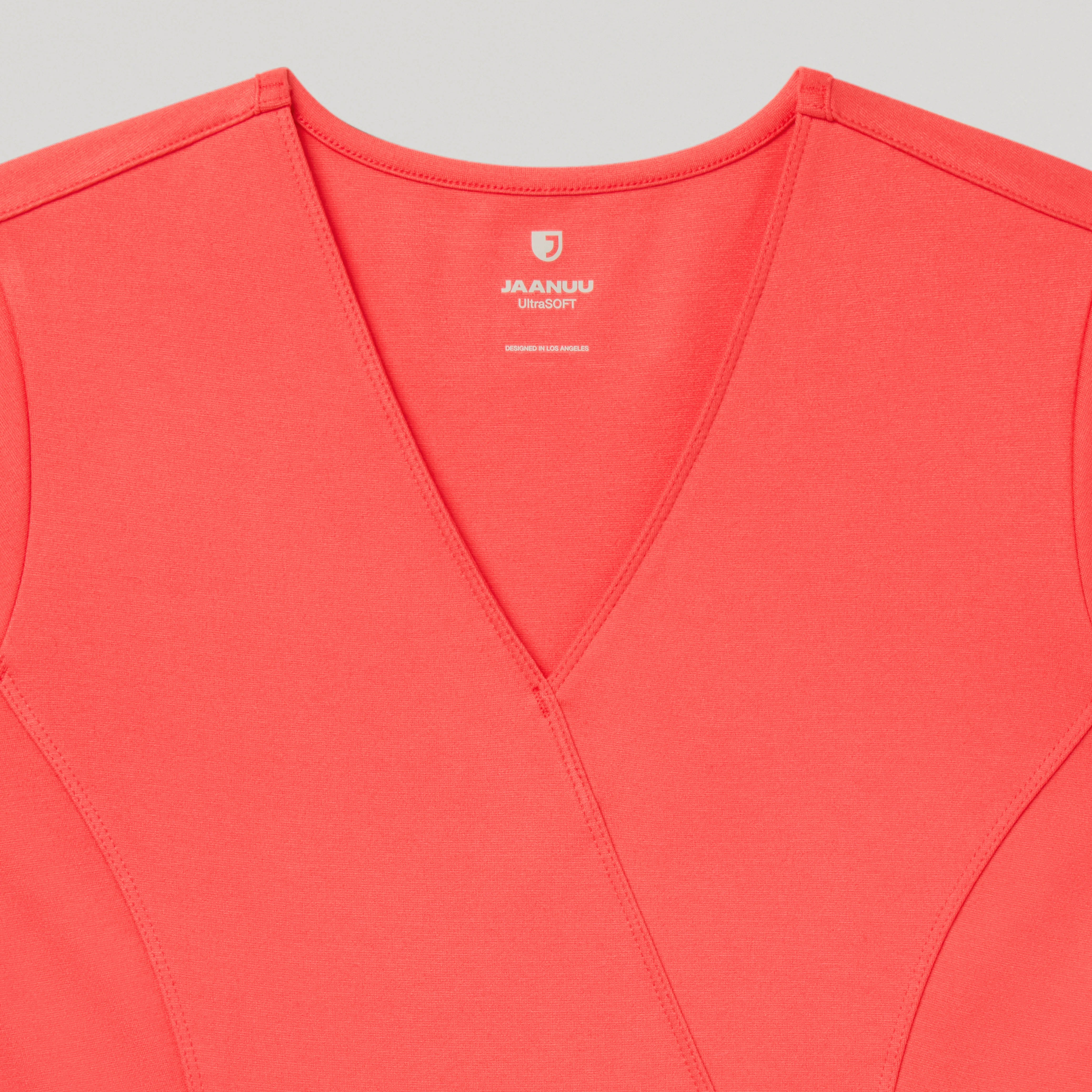 Isla Mock-Wrap UltraSOFT™ Scrub Top - Coral - Image 4