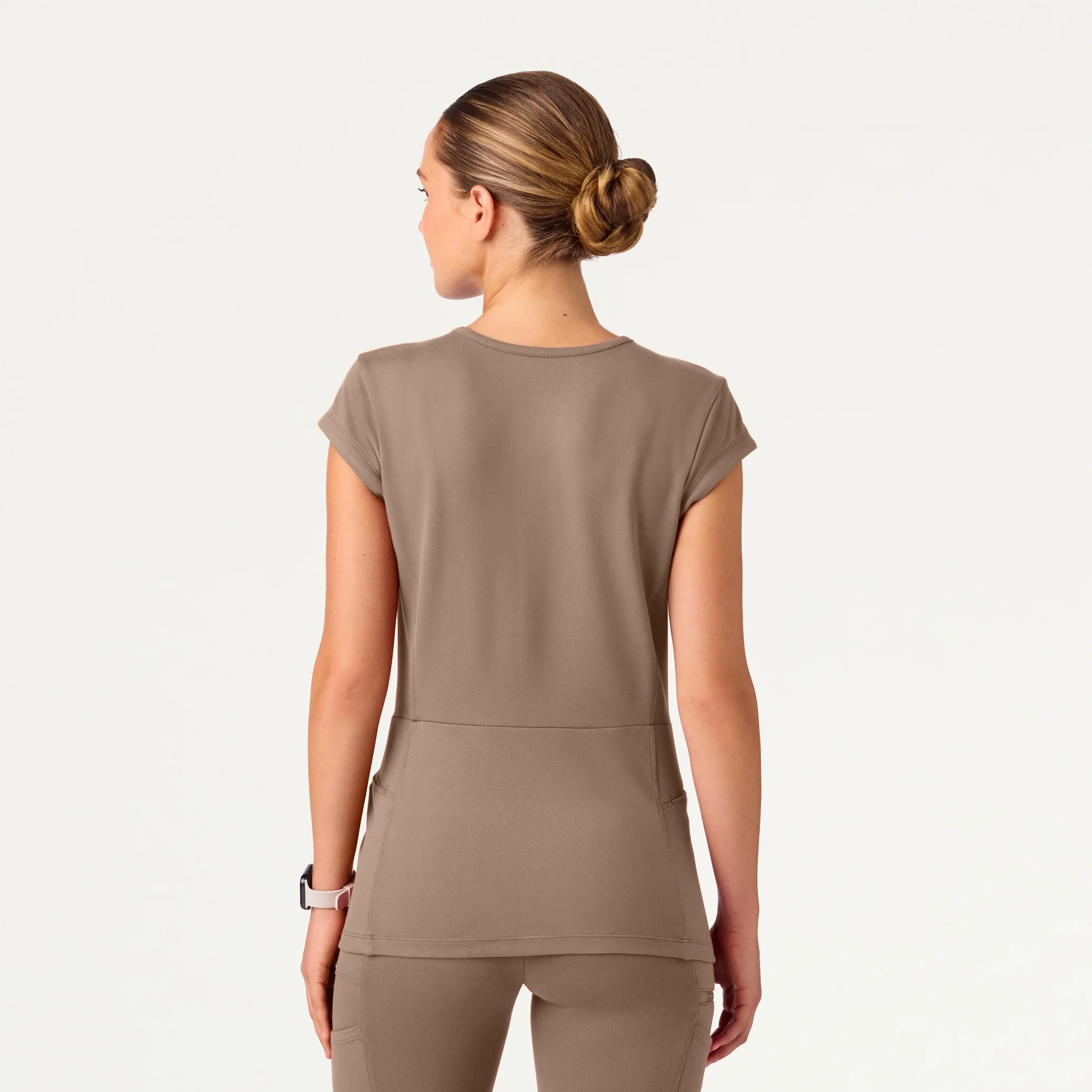 Isla Mock-Wrap UltraSOFT™ Scrub Top - Mocha - Image 3