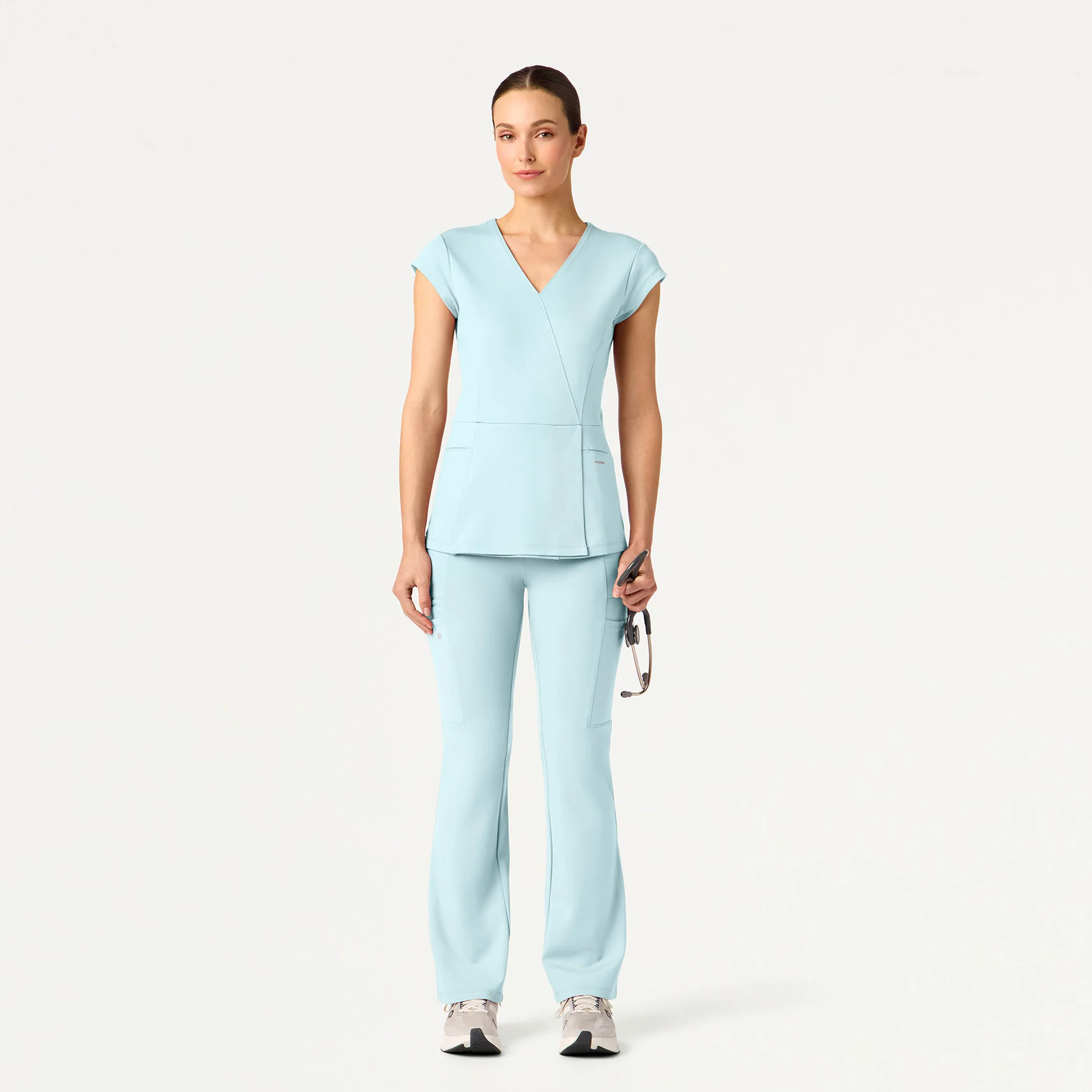 Isla Mock-Wrap UltraSOFT™ Scrub Top - Sky Blue - Image 2