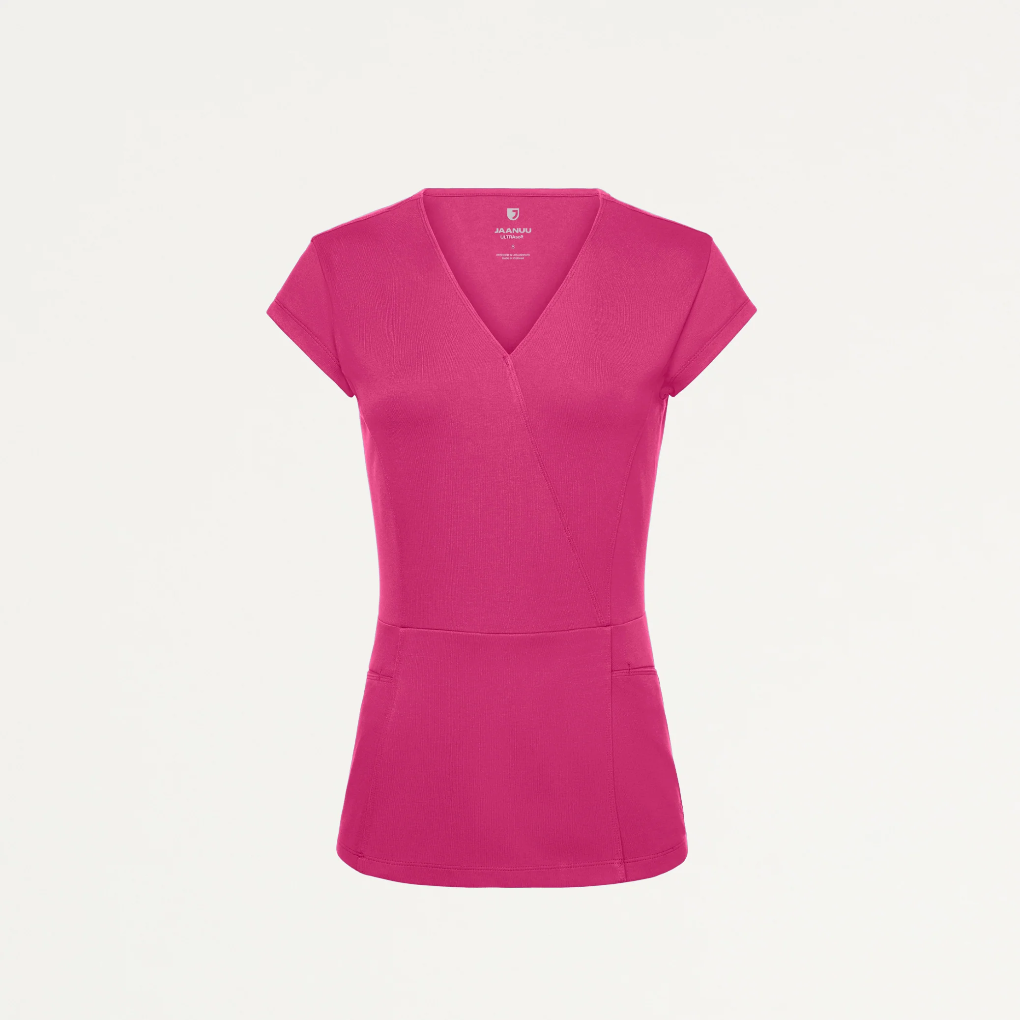Isla Mock-Wrap UltraSOFT™ Scrub Top - Wild Berry - Image 2