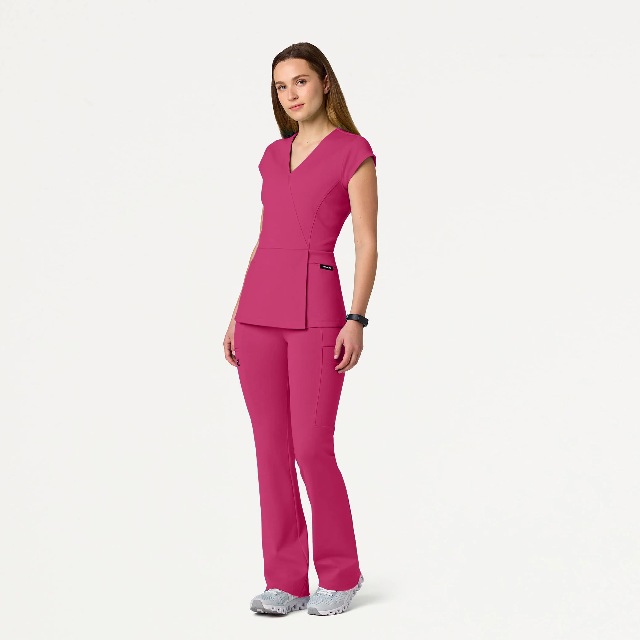 Isla Mock-Wrap UltraSOFT™ Scrub Top - Wild Berry - Image 3
