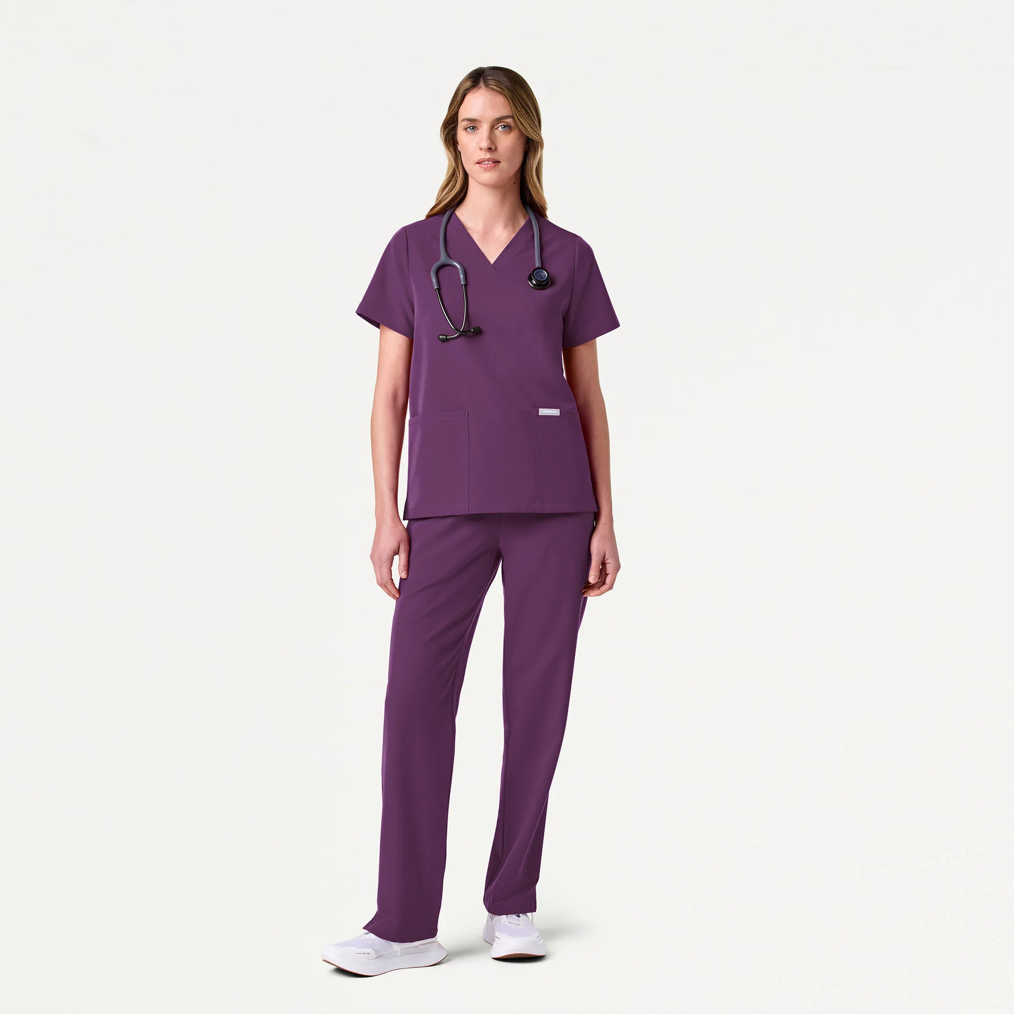 Jaanuu UltraLAST™ Essential Performance Women's 6-Pocket Scrub Set - Eggplant