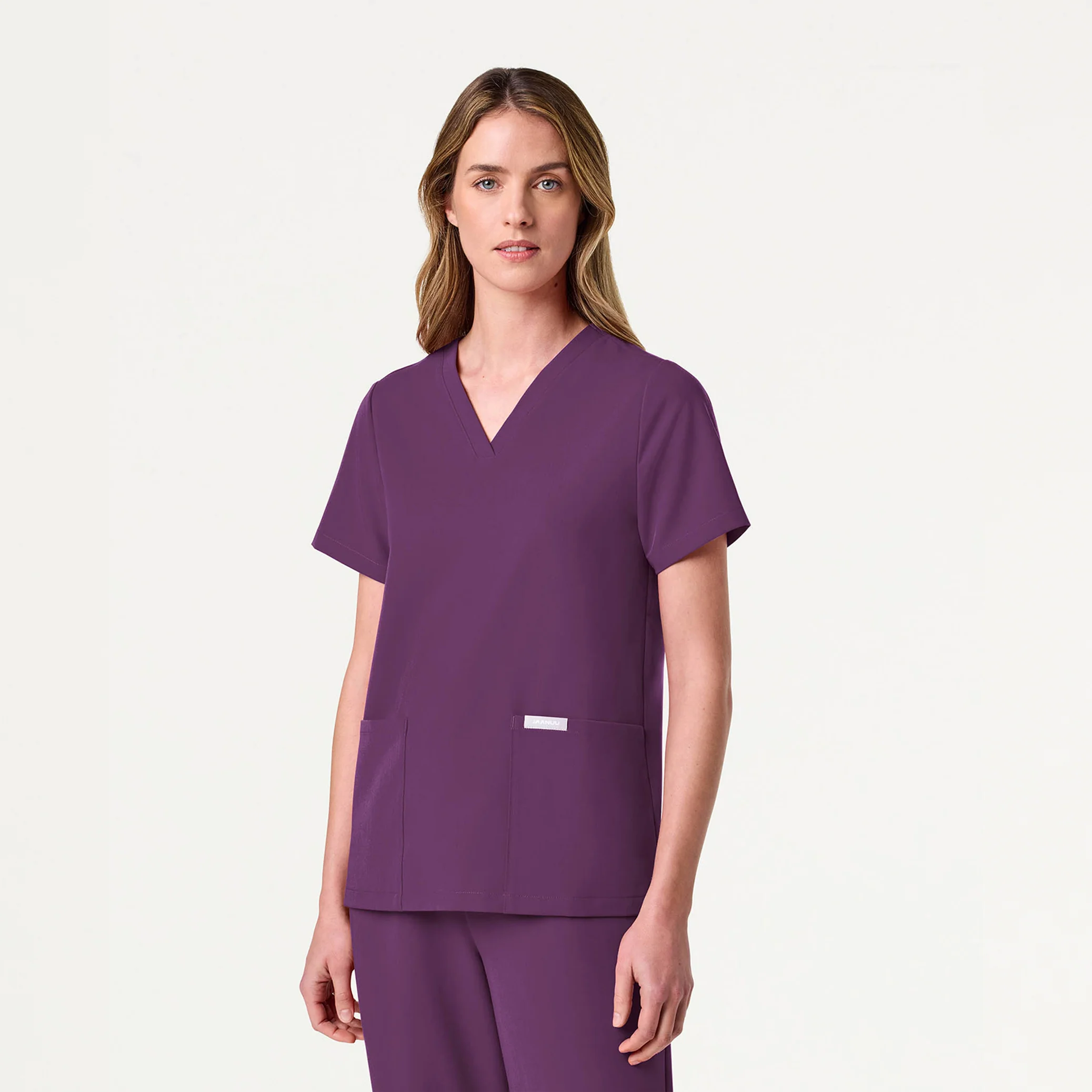 Jaanuu UltraLAST™ Essential Performance Women's 6-Pocket Scrub Set - Eggplant - Image 2