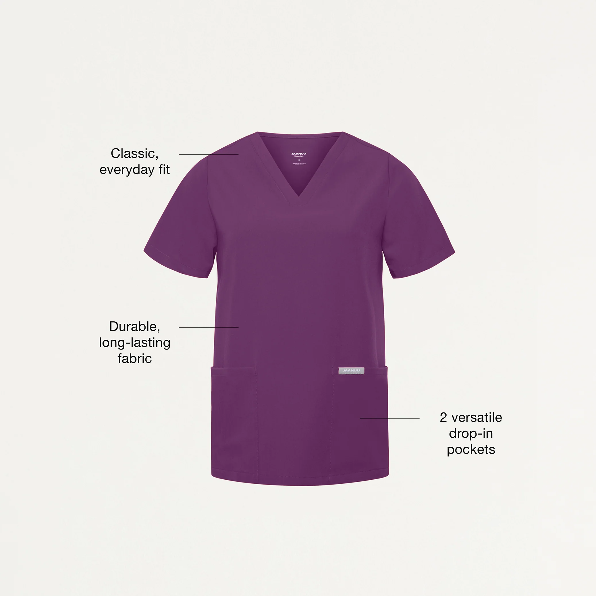 Jaanuu UltraLAST™ Essential Performance Women's 6-Pocket Scrub Set - Eggplant - Image 3