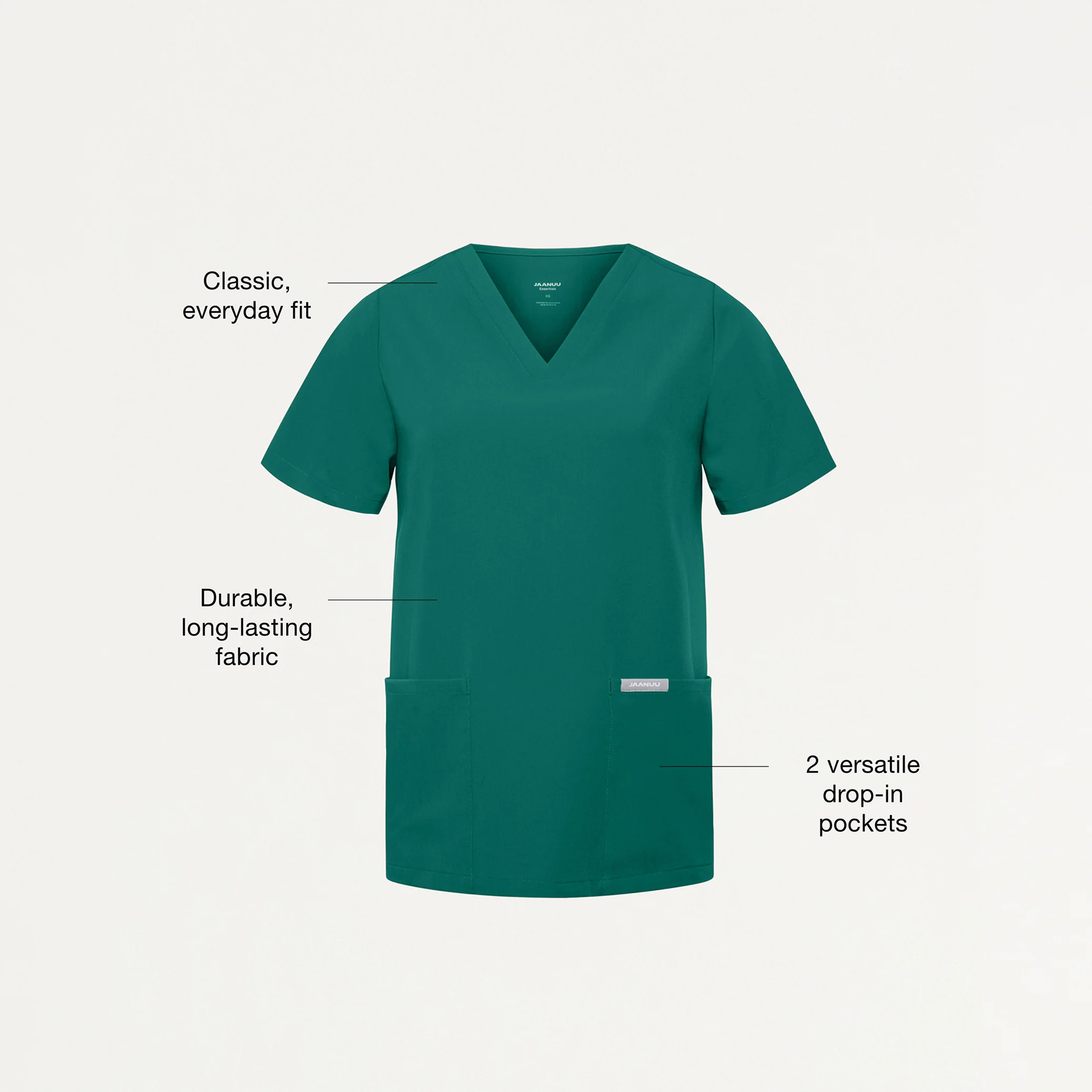 Jaanuu UltraLAST™ Essential Performance Women's 6-Pocket Scrub Set - Hunter Green - Image 3
