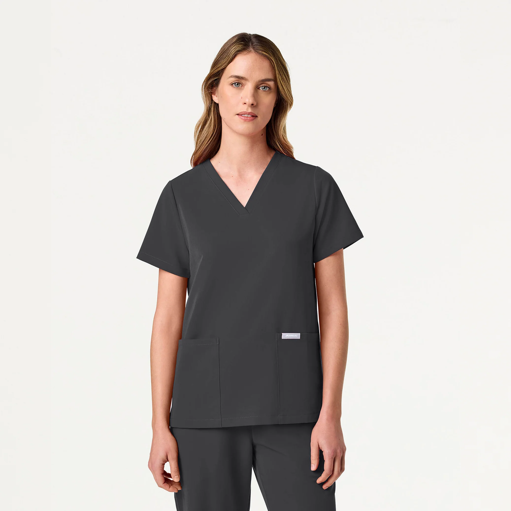 Jaanuu UltraLAST™ Essential Performance Women's 6-Pocket Scrub Set - Pewter - Image 2