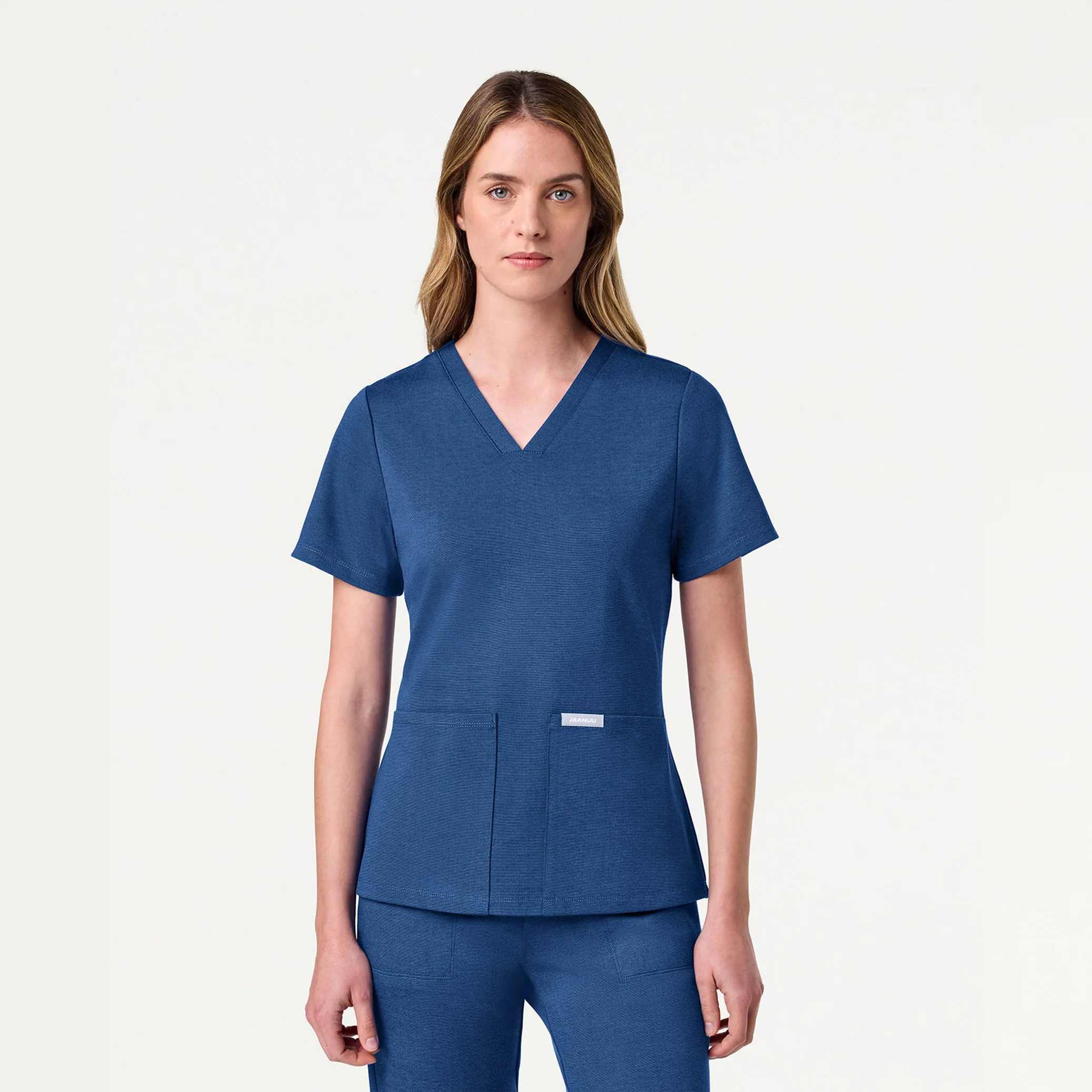 Jaanuu UltraSOFT™ Essential Comfort Women's 6-Pocket Scrub Set - Heather Royal Blue - Image 2
