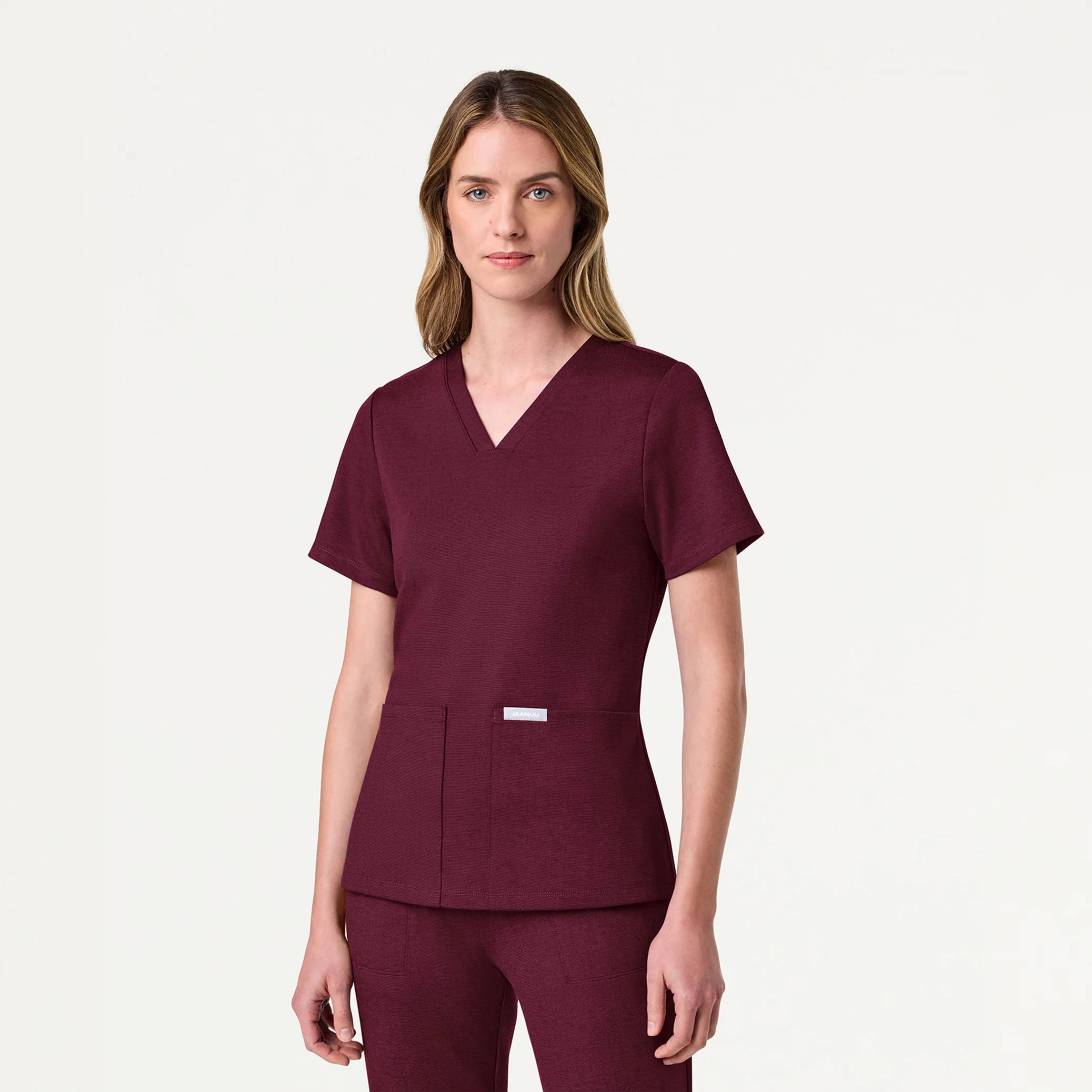Jaanuu UltraSOFT™ Essential Comfort Women's 6-Pocket Scrub Set - Heather Wine - Image 2