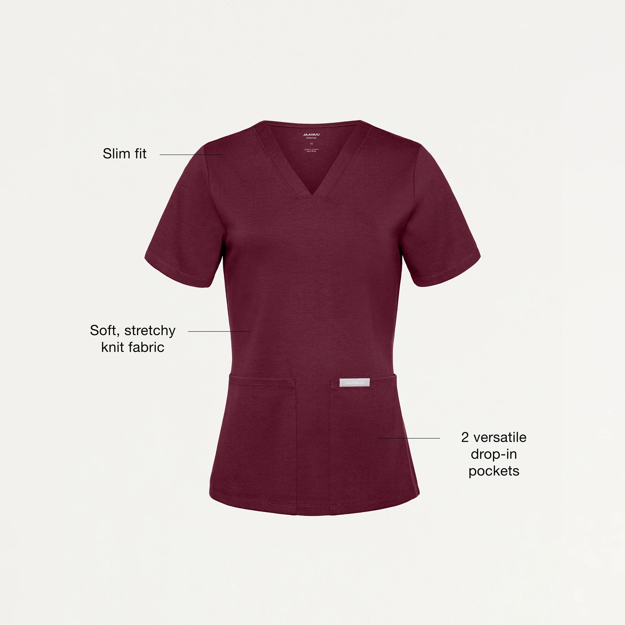 Jaanuu UltraSOFT™ Essential Comfort Women's 6-Pocket Scrub Set - Heather Wine - Image 3