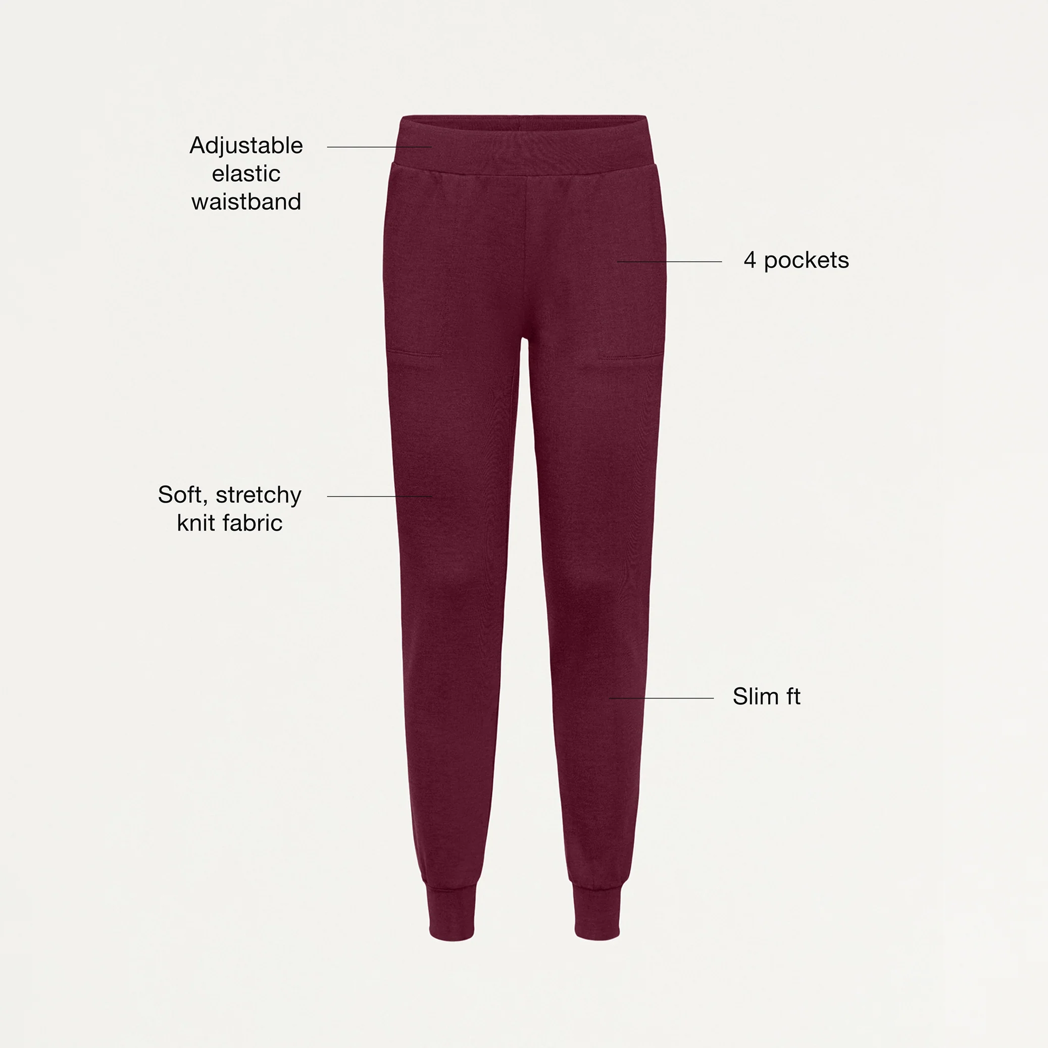 Jaanuu UltraSOFT™ Essential Comfort Women's 6-Pocket Scrub Set - Heather Wine - Image 5