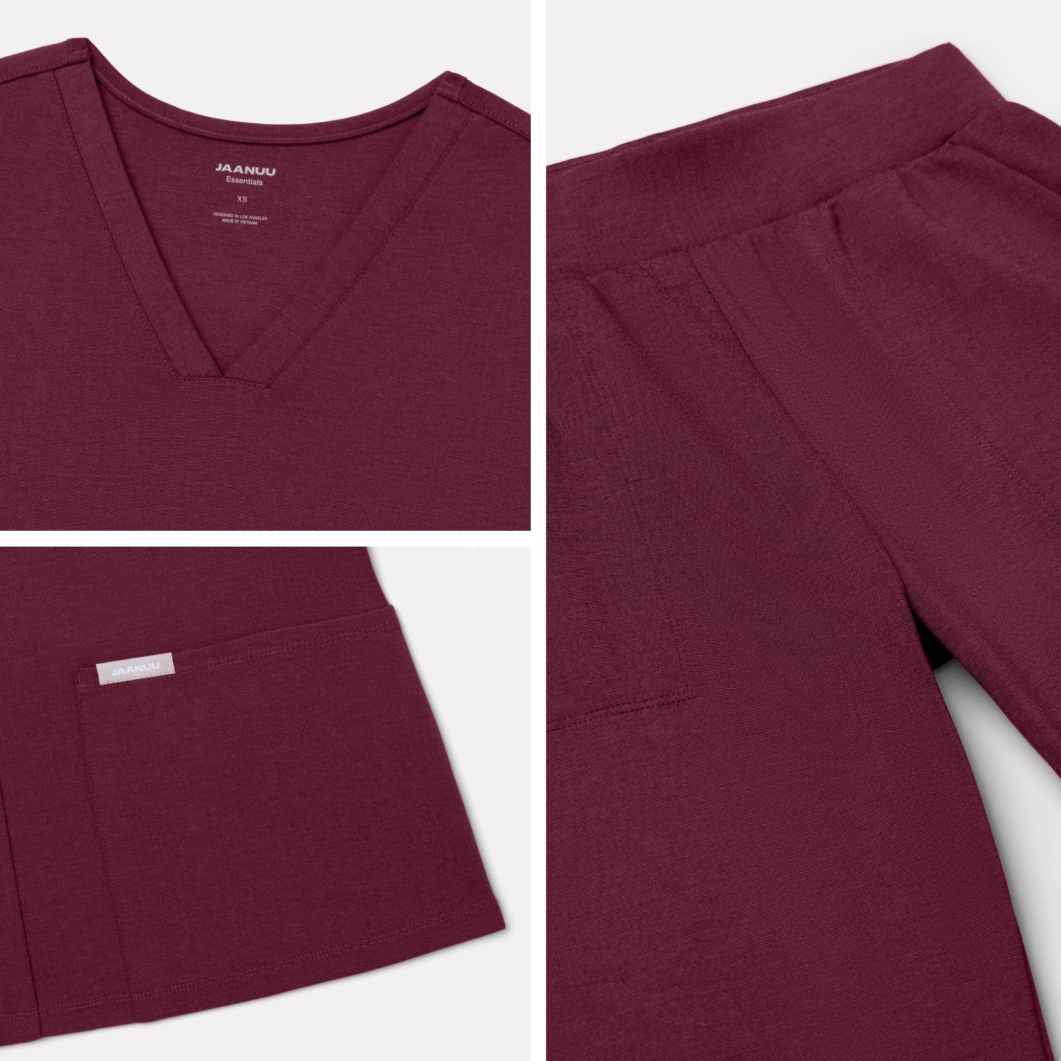 Jaanuu UltraSOFT™ Essential Comfort Women's 6-Pocket Scrub Set - Heather Wine - Image 6