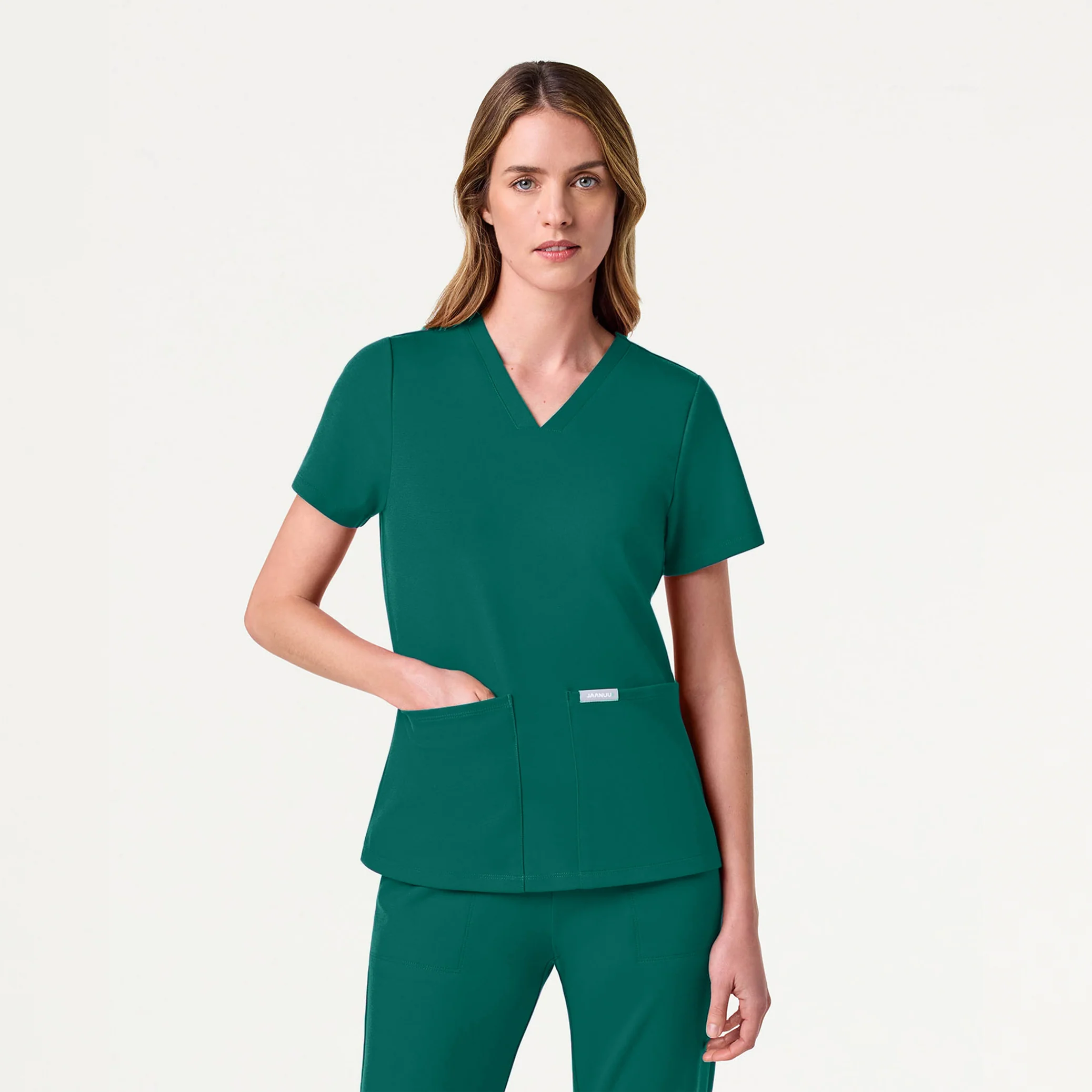 Jaanuu UltraSOFT™ Essential Comfort Women's 6-Pocket Scrub Set - Hunter Green - Image 2