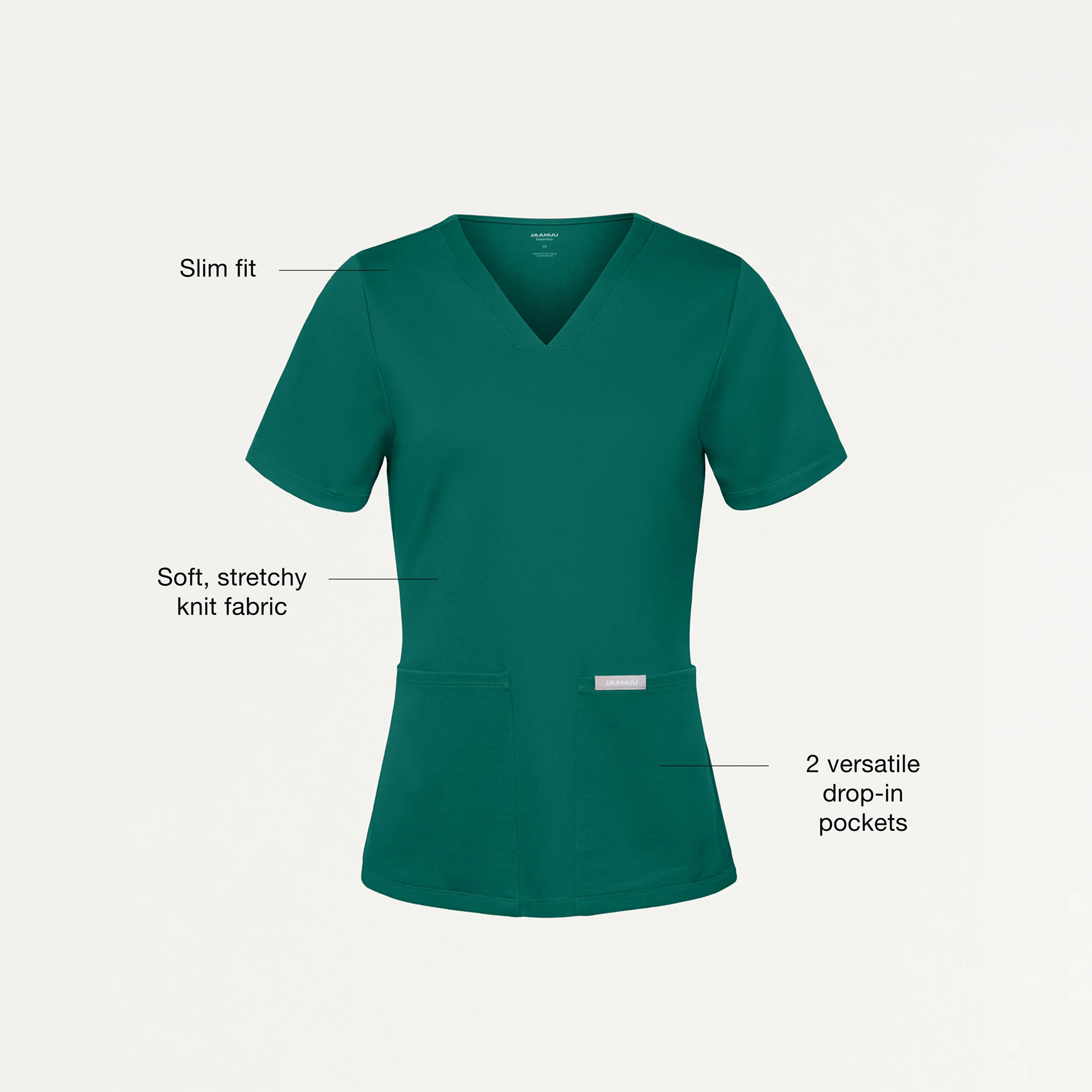 Jaanuu UltraSOFT™ Essential Comfort Women's 6-Pocket Scrub Set - Hunter Green - Image 3