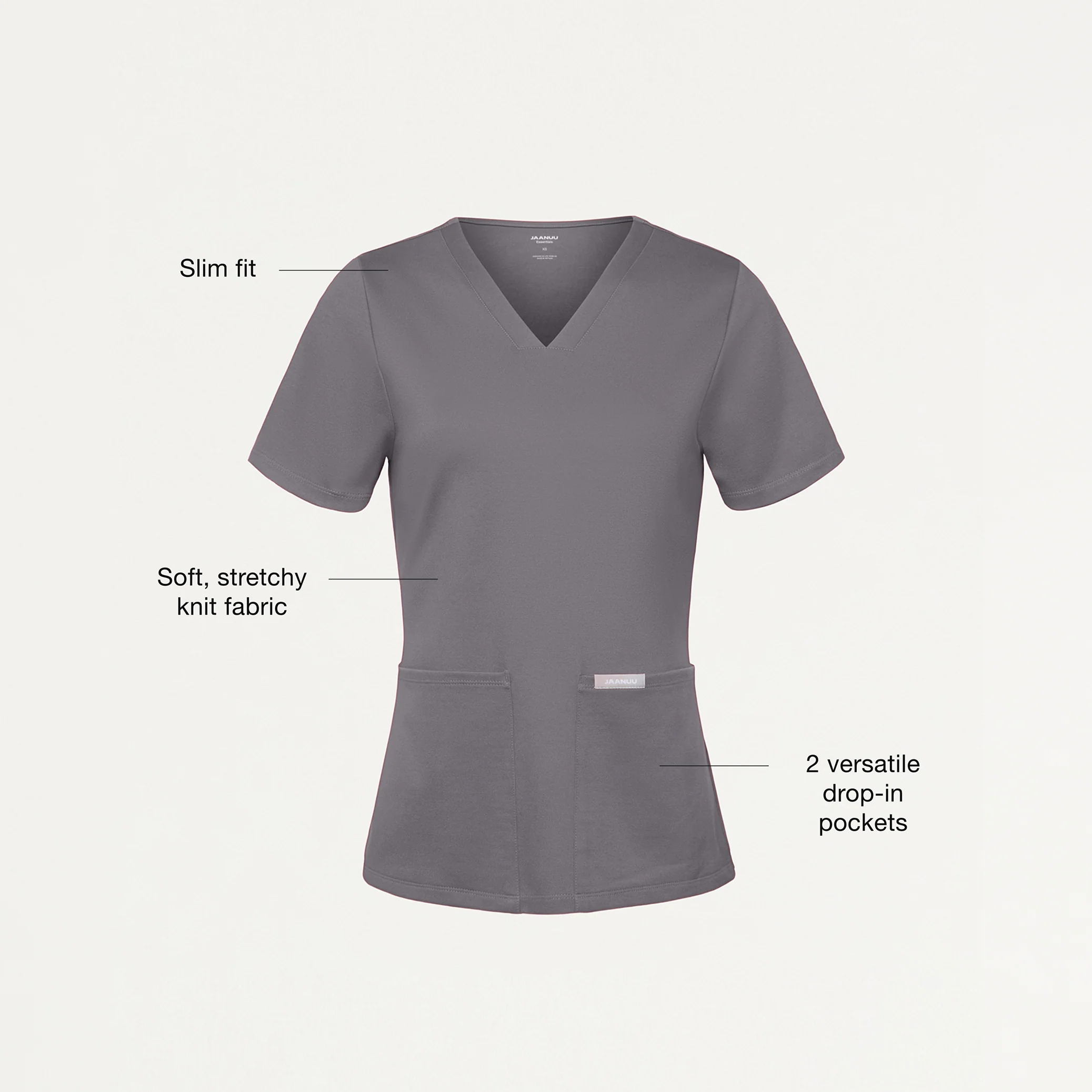 Jaanuu UltraSOFT™ Essential Comfort Women's 6-Pocket Scrub Set  - Light Gray - Image 3