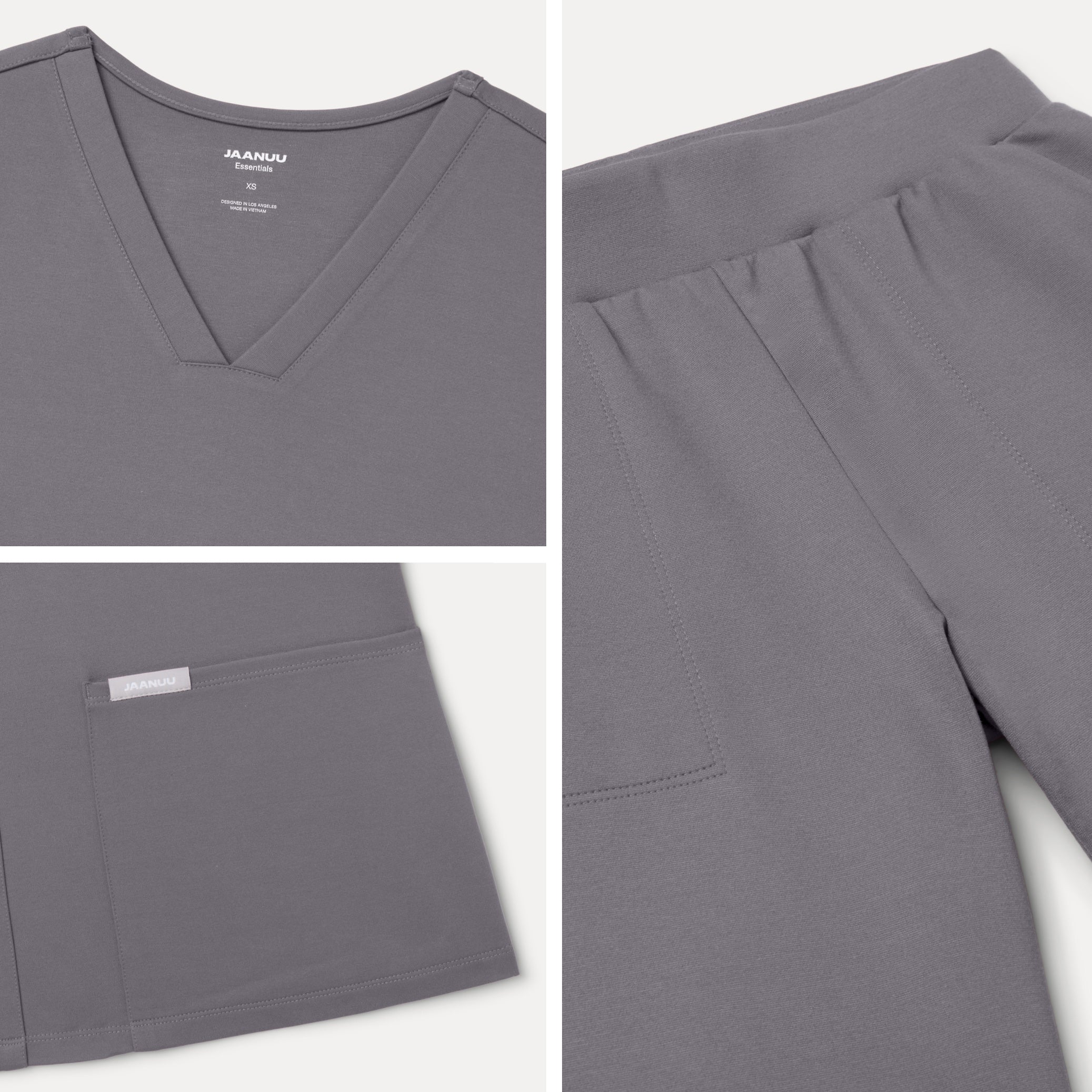 Jaanuu UltraSOFT™ Essential Comfort Women's 6-Pocket Scrub Set  - Light Gray - Image 6