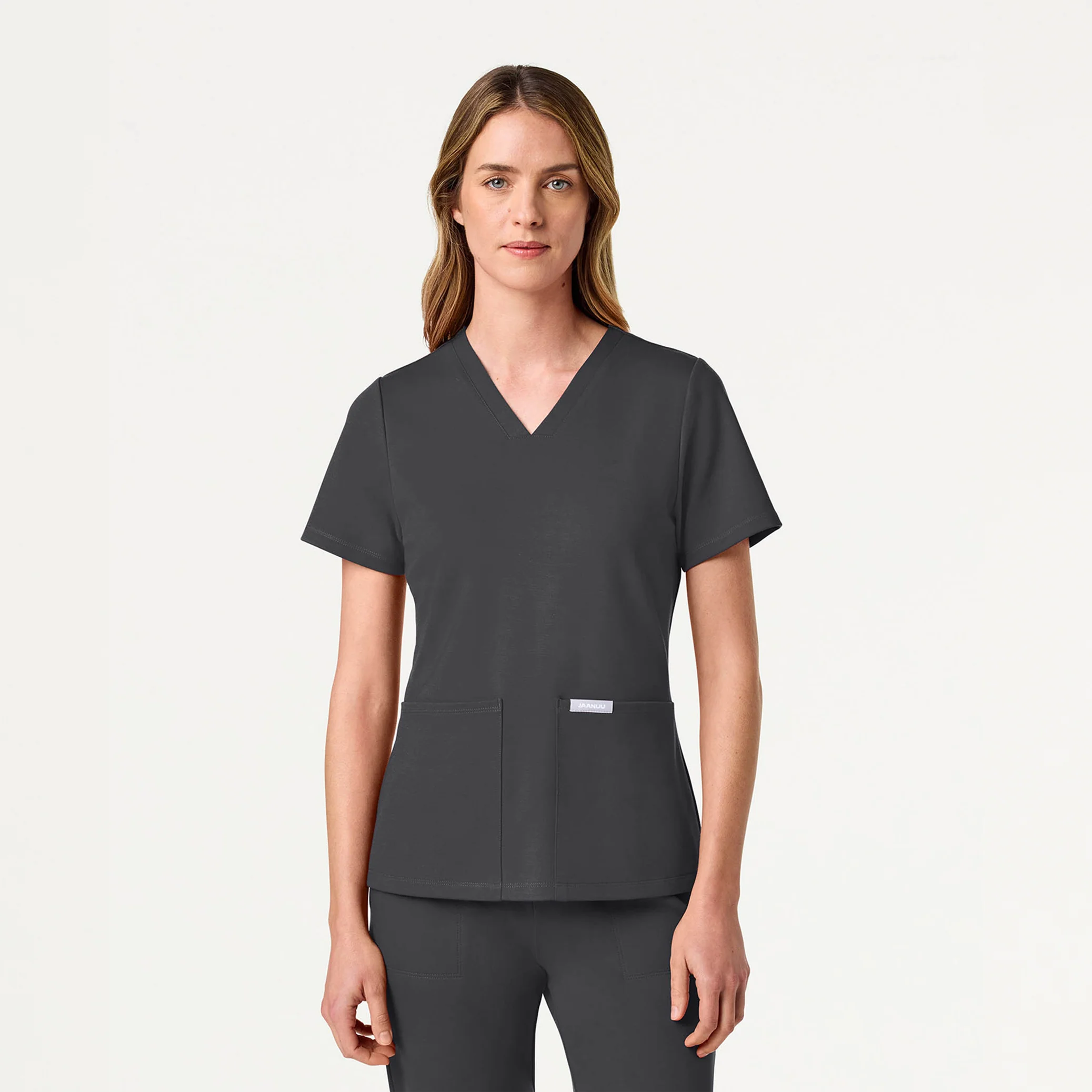 Jaanuu UltraSOFT™ Essential Comfort Women's 6-Pocket Scrub Set - Pewter - Image 2